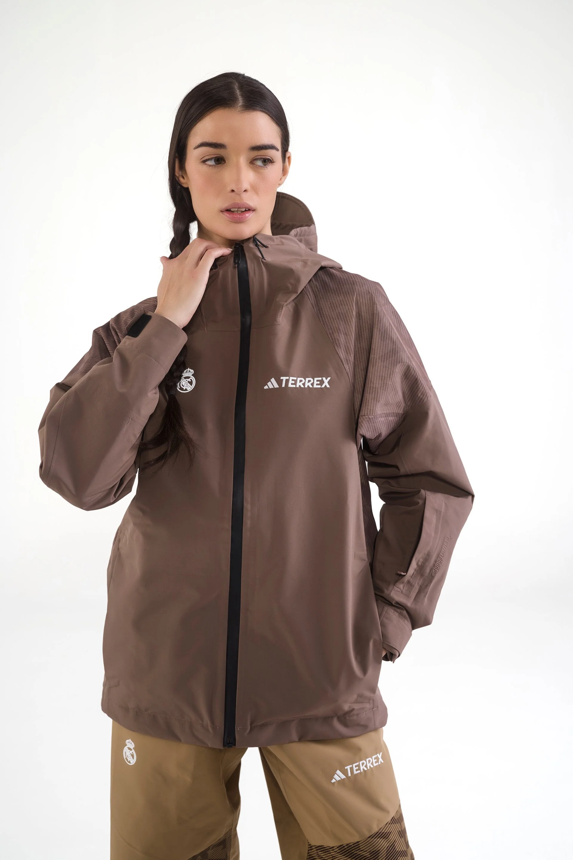 Womens adidas Terrex CLIMAPROOF+ Snow Jacket Brown - Image 5