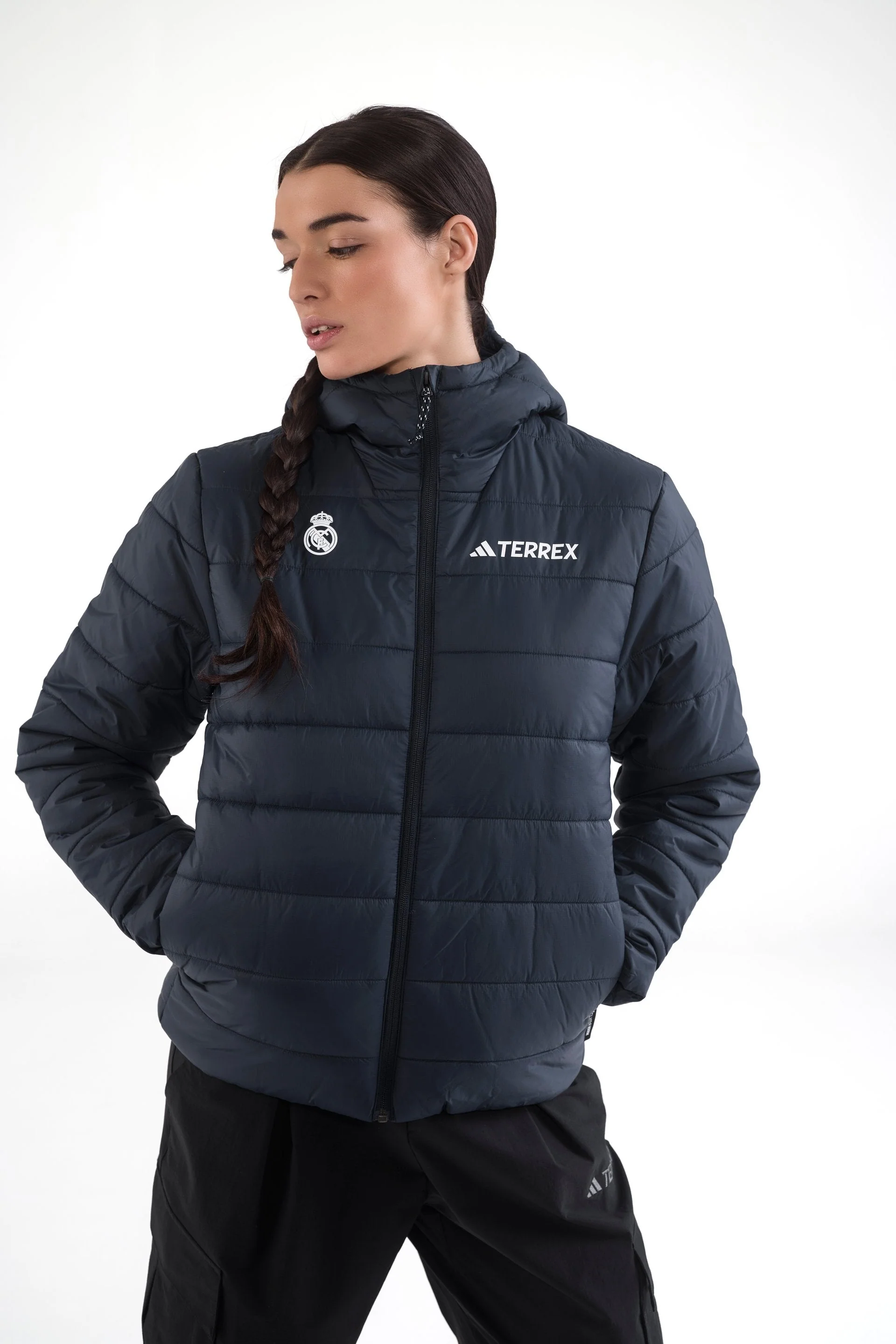 Womens adidas Terrex CLIMAWARM Insulated Rain Jacket Navy - Image 5