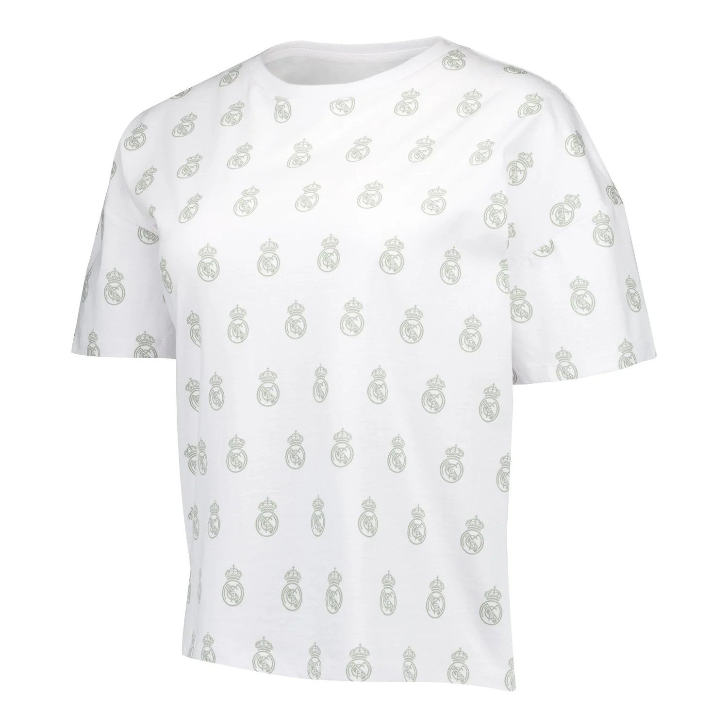 Womens Real Madrid White Dreams Pijama Set Printed Crest T-Shirt & Shorts Green - Image 3