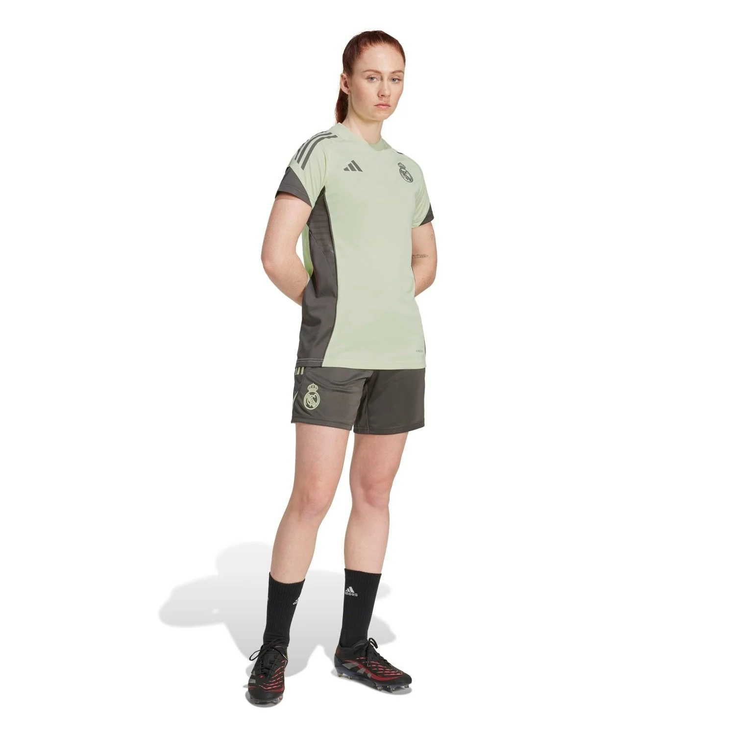 Womens adidas Training Shorts 25/26 Dark Olive - Image 4