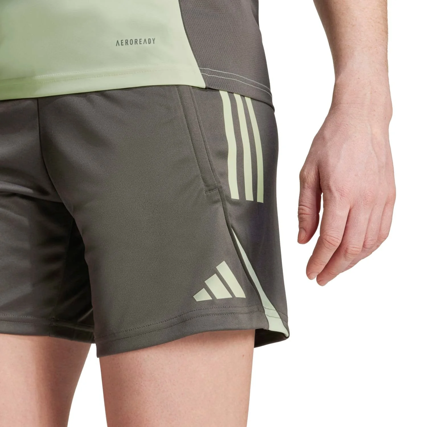 Womens adidas Training Shorts 25/26 Dark Olive - Image 5