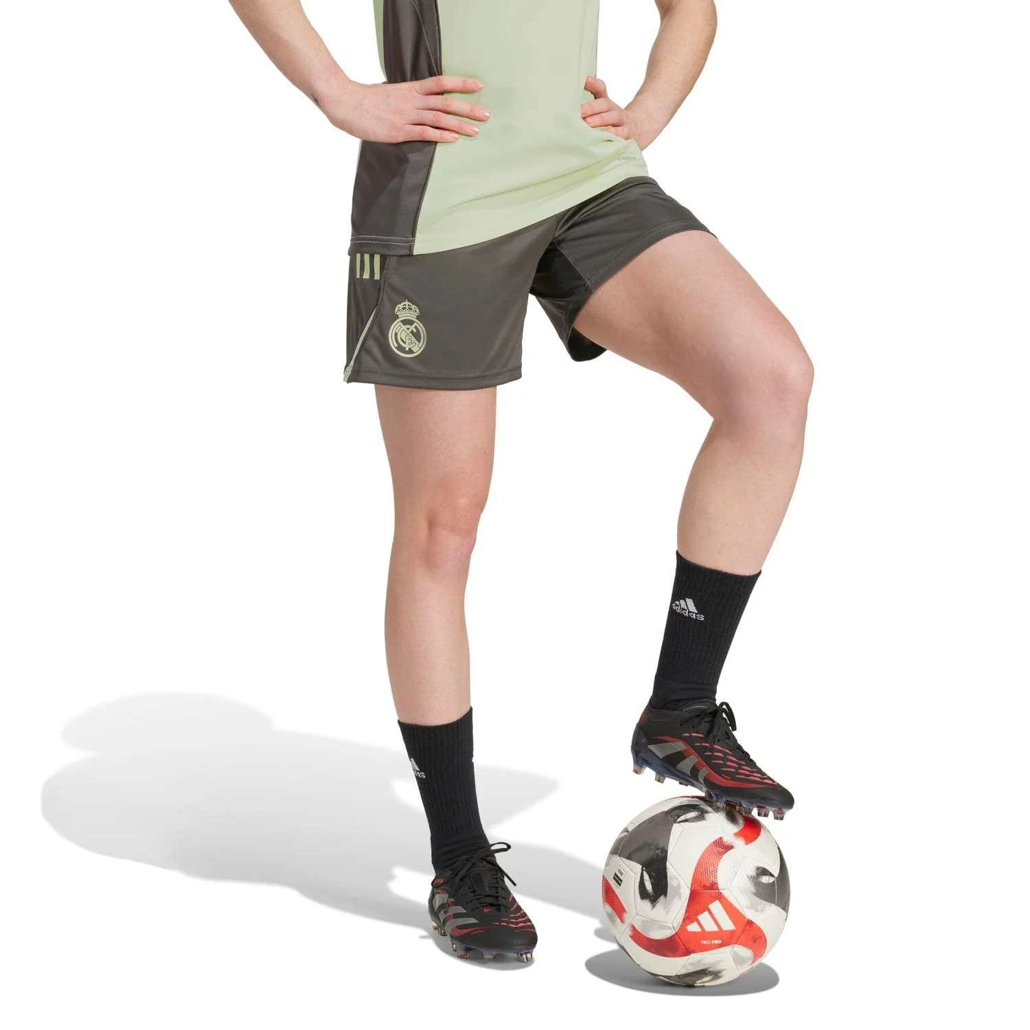 Womens adidas Training Shorts 25/26 Dark Olive - Image 6