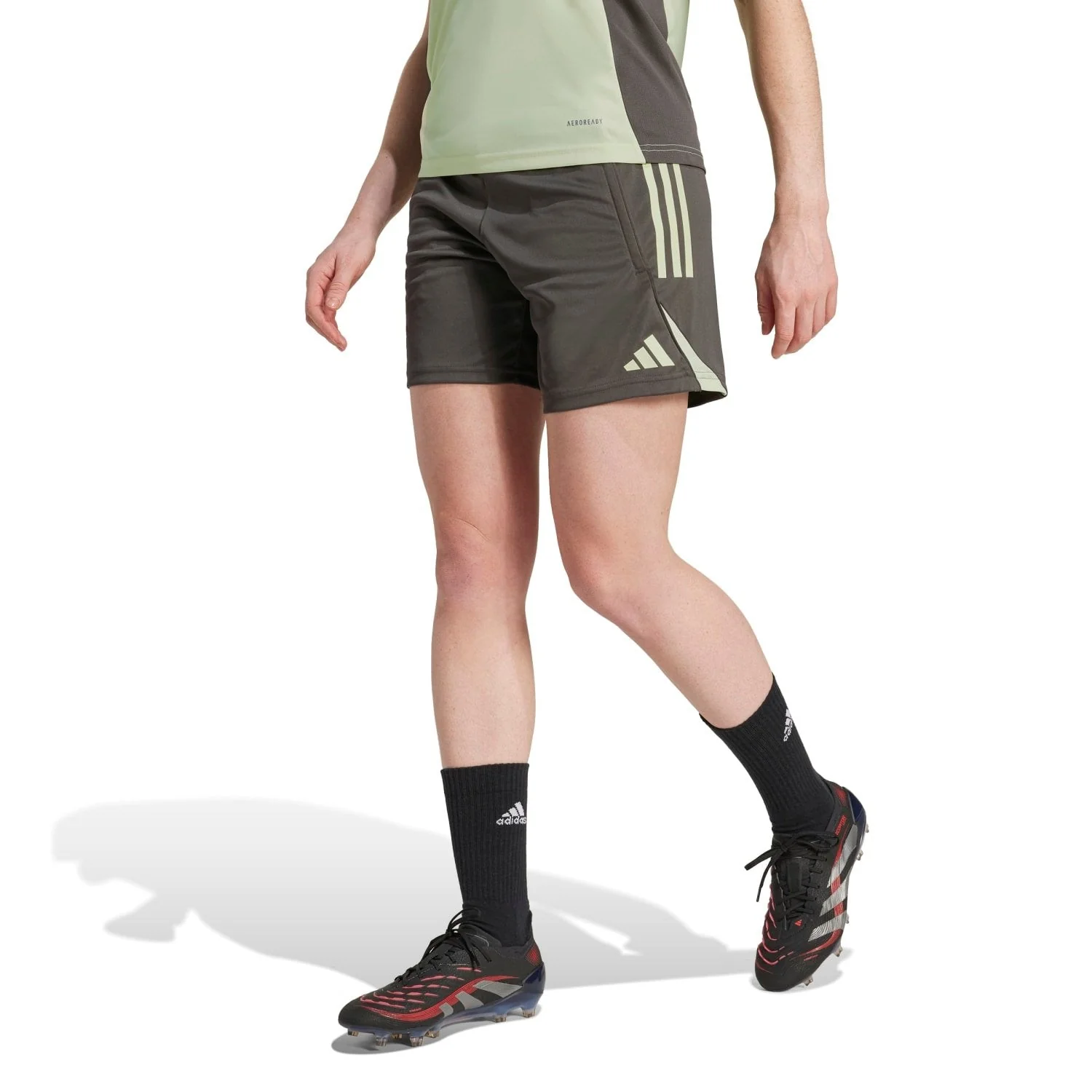 Womens adidas Training Shorts 25/26 Dark Olive - Image 7