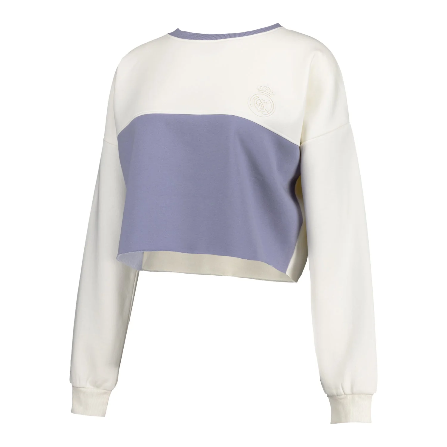 Womens Real Madrid Ladies Vintage Bone Cropped Panel Sweatshirt - Image 4