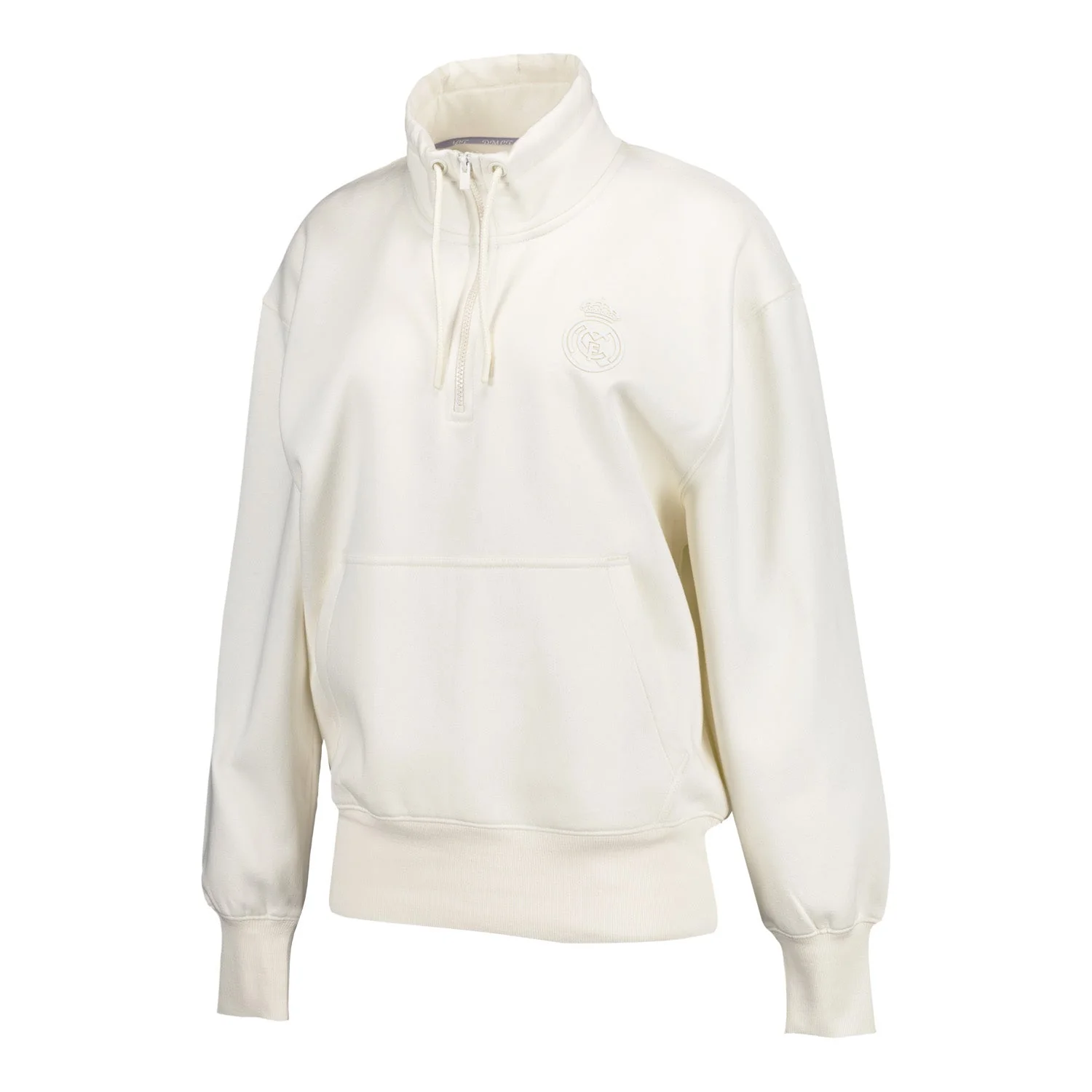 Womens Real Madrid Ladies Vintage Bone Zip Collar Sweatshirt - Image 3
