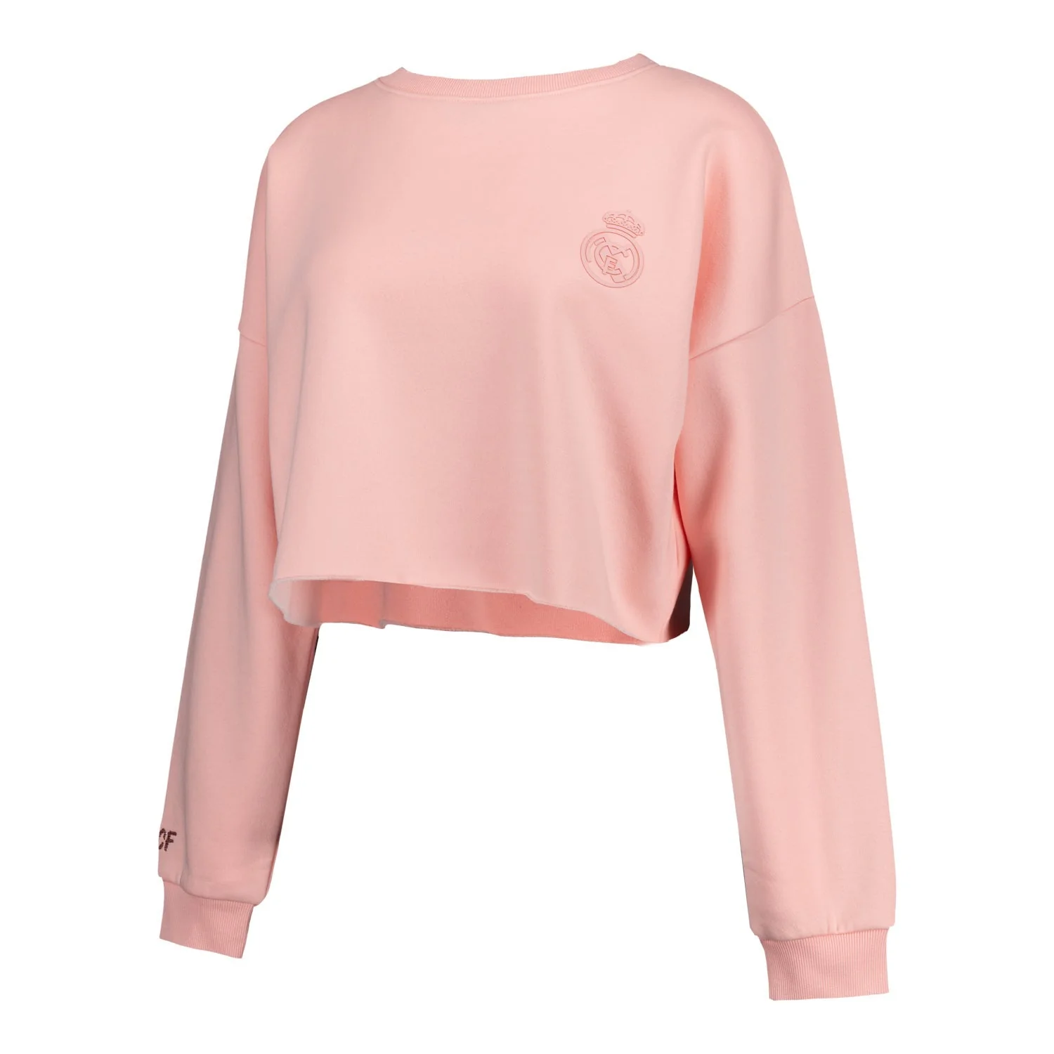Womens Real Madrid Ladies Vintage Pink Cropped Sweatshirt - Image 3