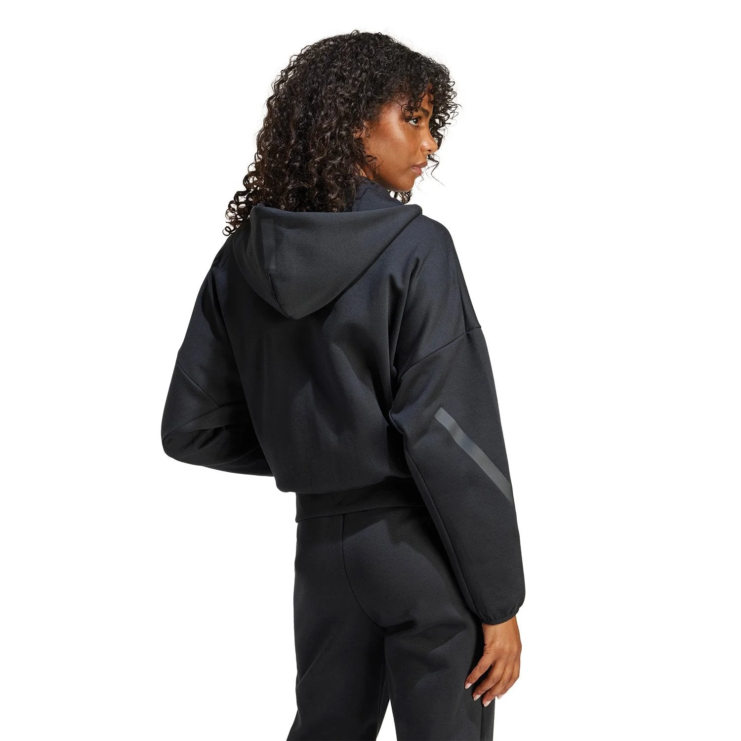 Womens adidas Real Urban Full Zip Hoodie Black - Image 3