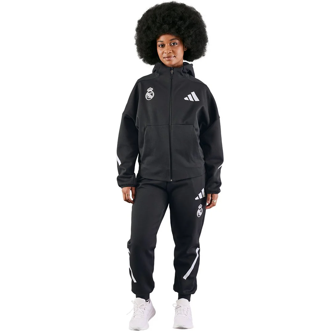 Womens adidas Real Urban Full Zip Hoodie Black - Image 2