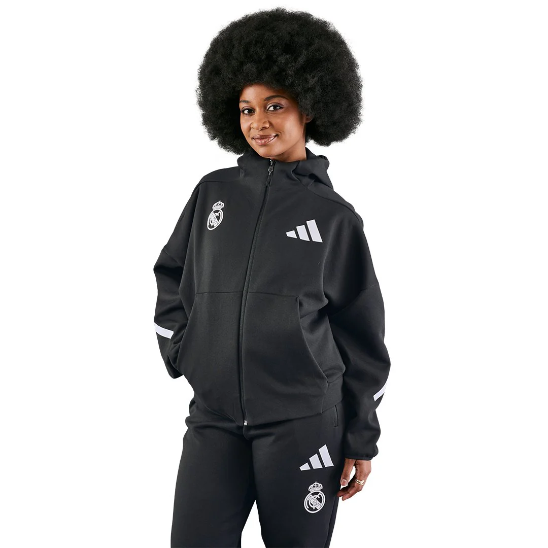 Womens adidas Real Urban Full Zip Hoodie Black - Image 4