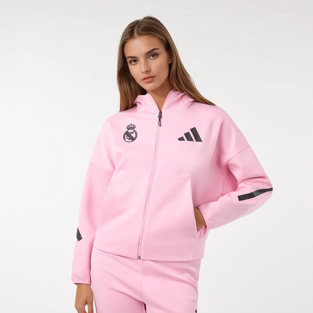 Womens adidas Real Urban Full Zip Hoodie Pink - Image 2