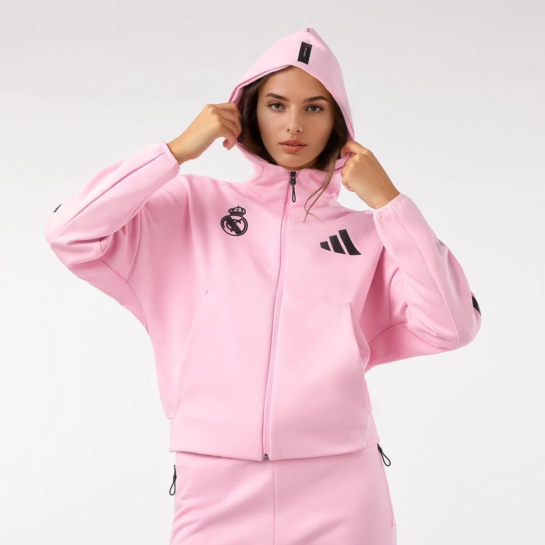 Womens adidas Real Urban Full Zip Hoodie Pink - Image 5