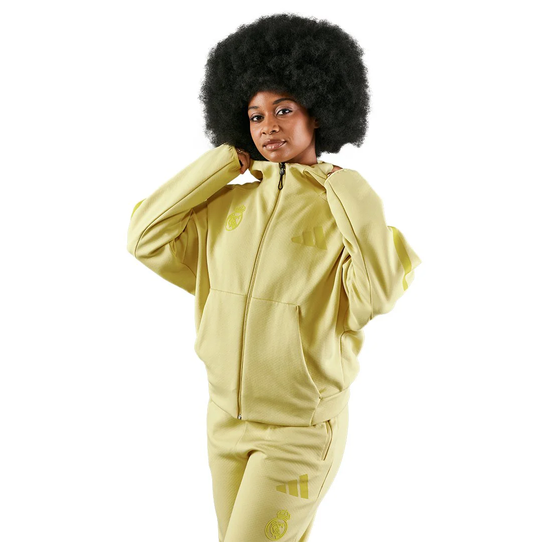 Womens adidas Real Urban Full Zip Hoodie Yellow - Image 4