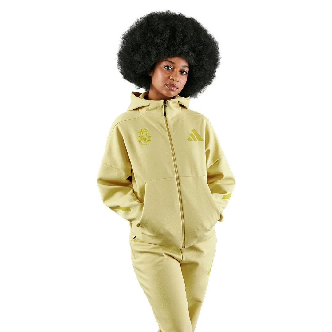 Womens adidas Real Urban Full Zip Hoodie Yellow - Image 5