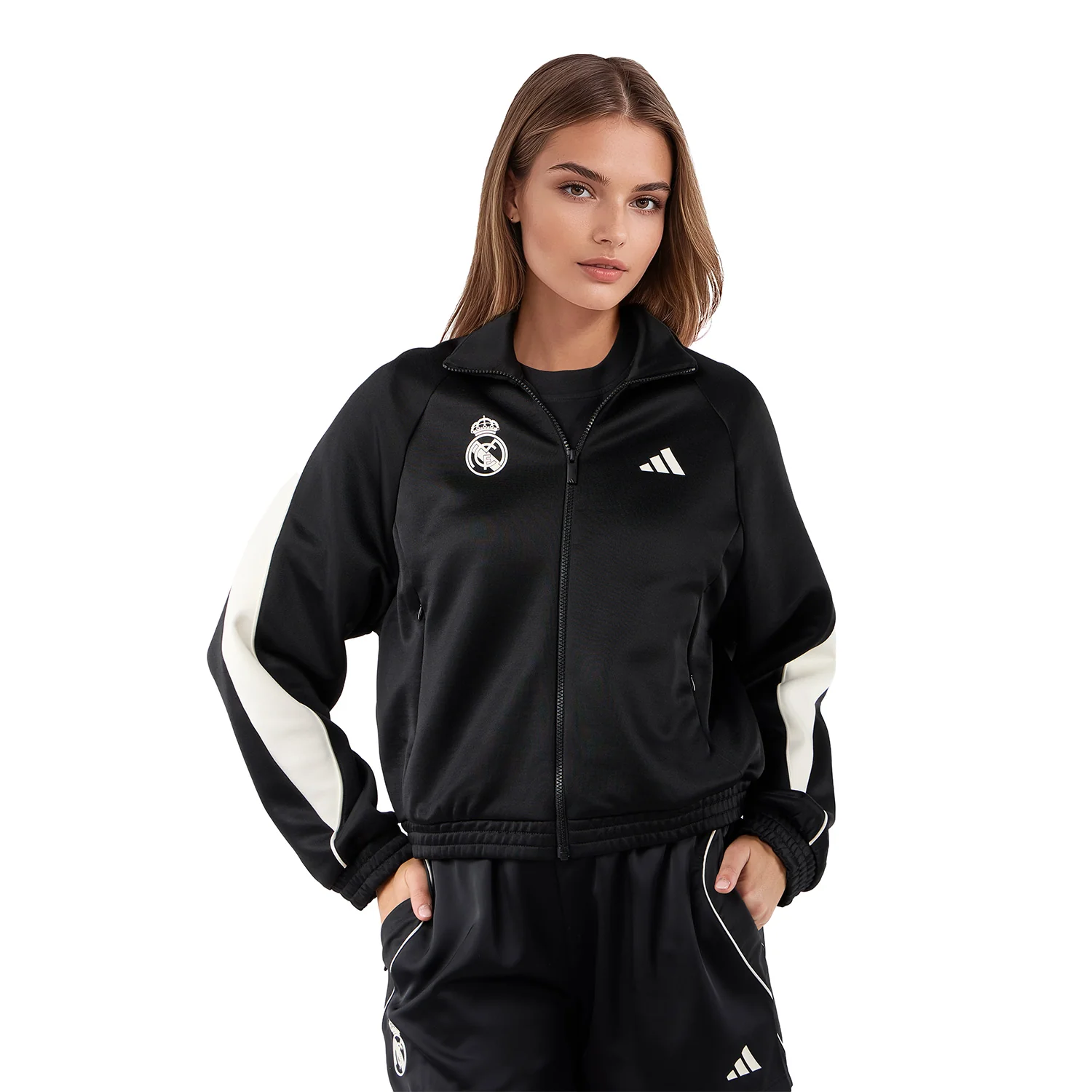 Womens adidas Stadium Tracksuit Jacket Black - Image 3
