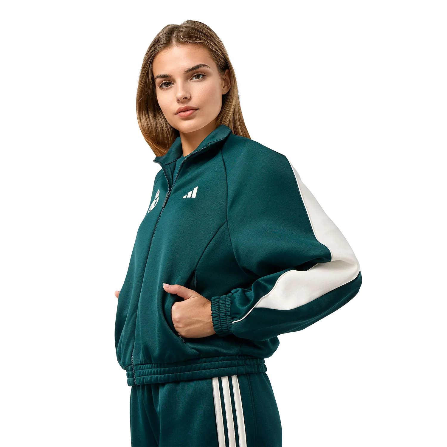 Womens adidas Stadium Tracksuit Jacket Green - Image 4