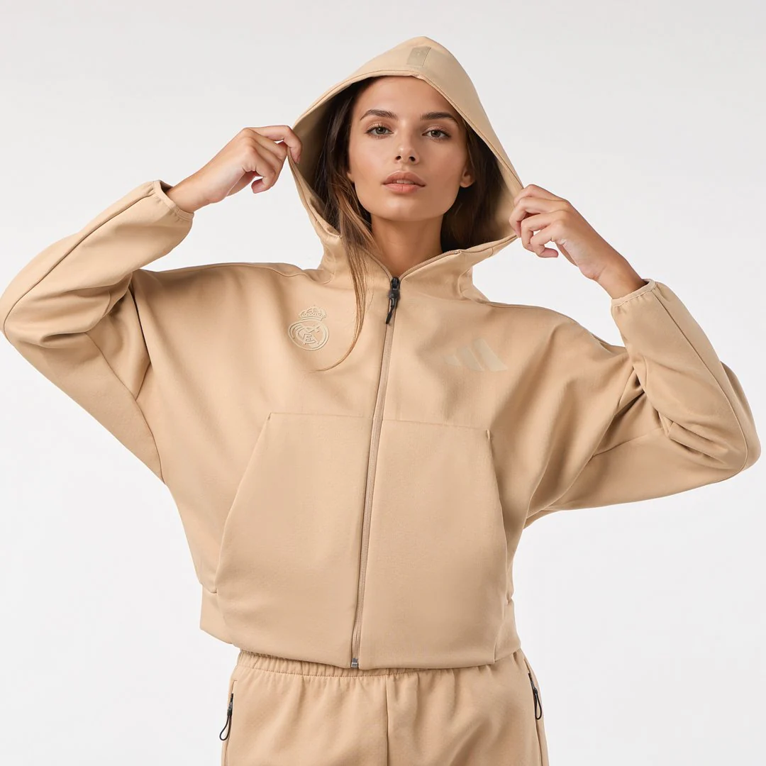 Womens Adidas Real Urban Full Zip Beige - Image 3