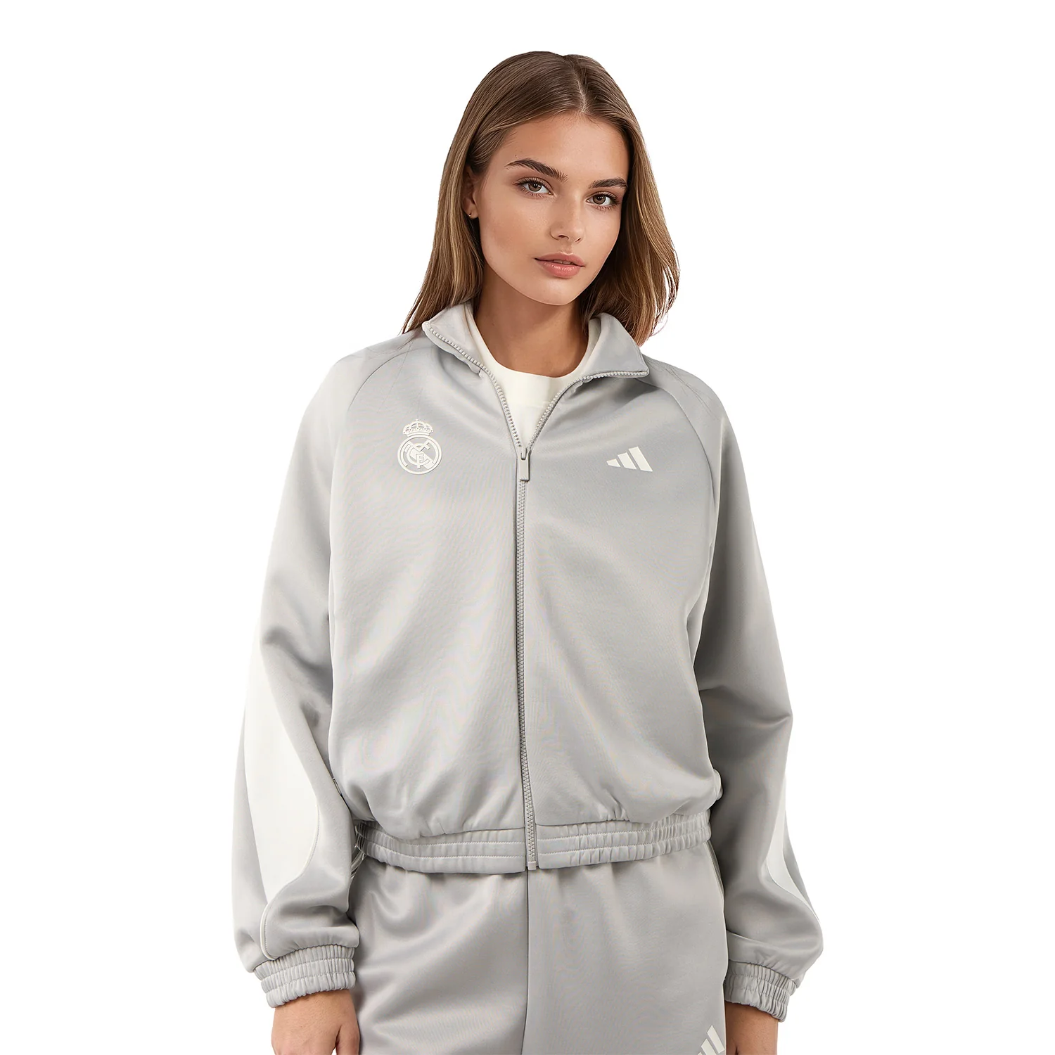 Womens adidas Stadium Tracksuit Jacket Grey - Image 3