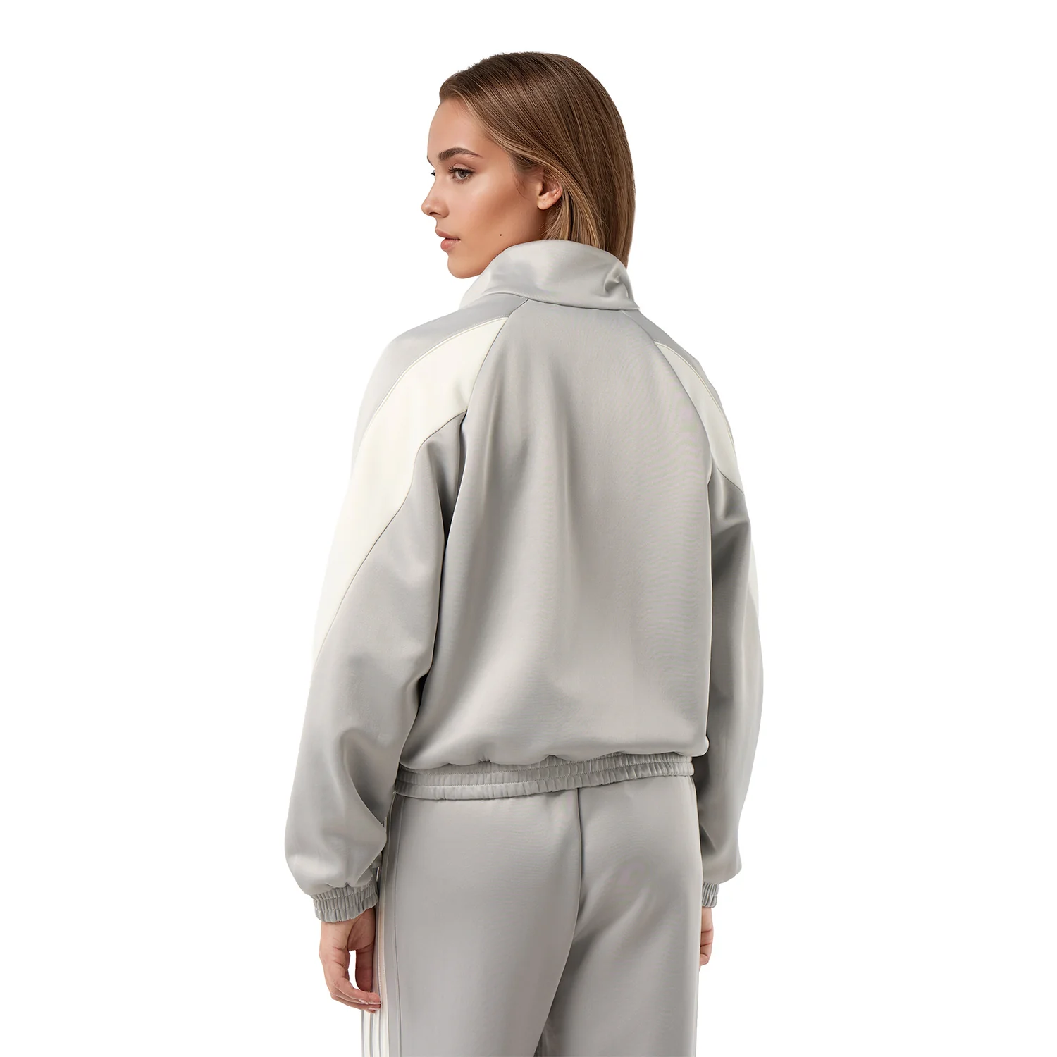 Womens adidas Stadium Tracksuit Jacket Grey - Image 5