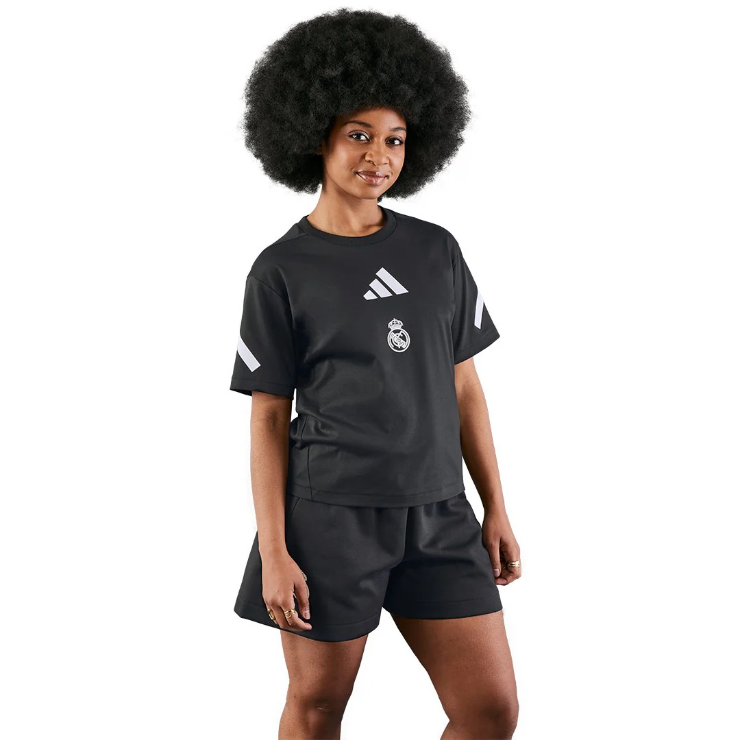 Womens adidas Real Urban T-Shirt Black - Image 4