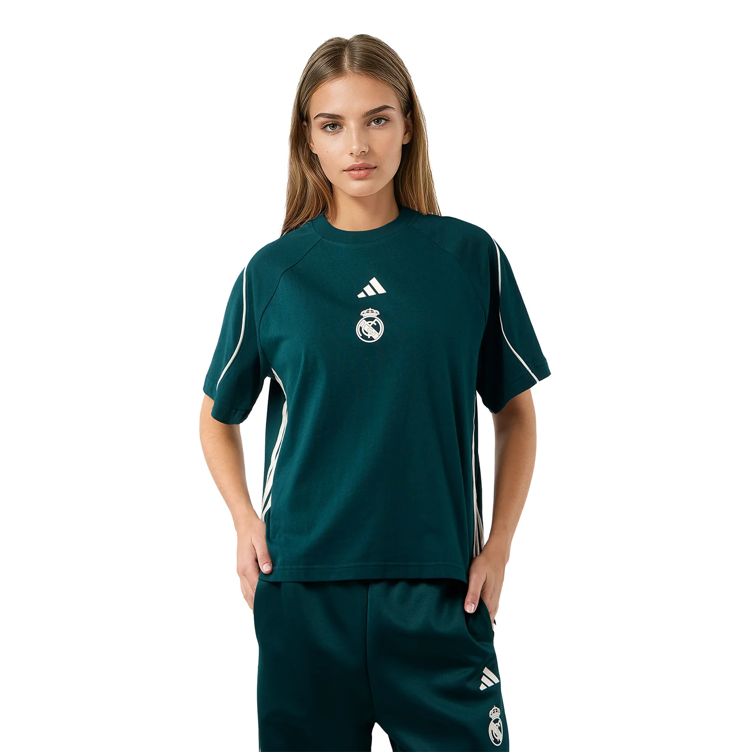 Womens adidas Stadium T-Shirt Green - Image 3