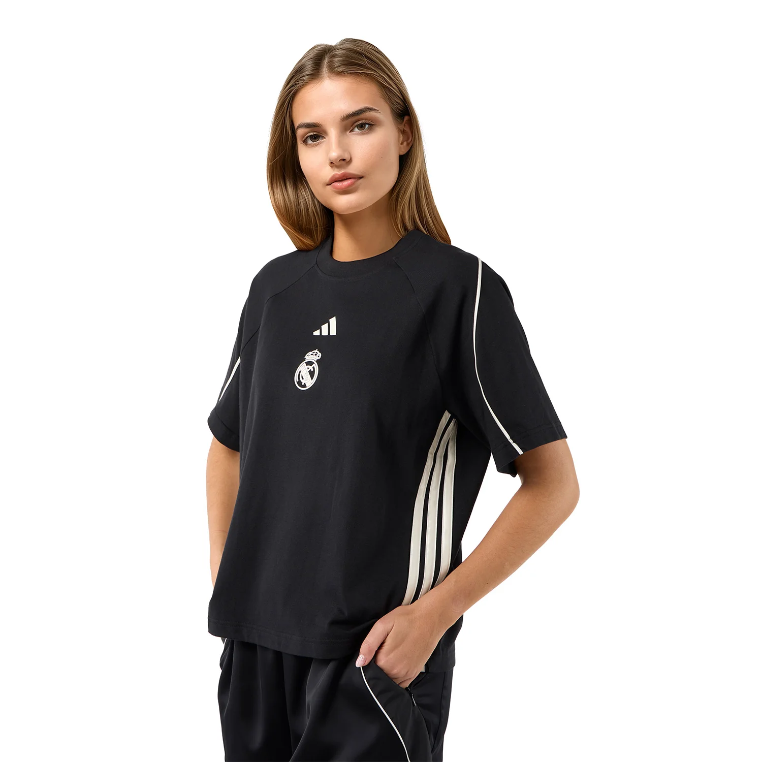 Womens adidas Stadium T-Shirt Black - Image 3