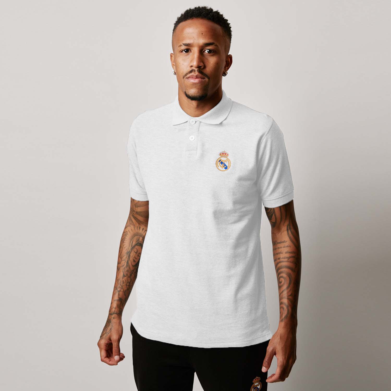 Mens Essentials Color Crest Polo White - Image 2