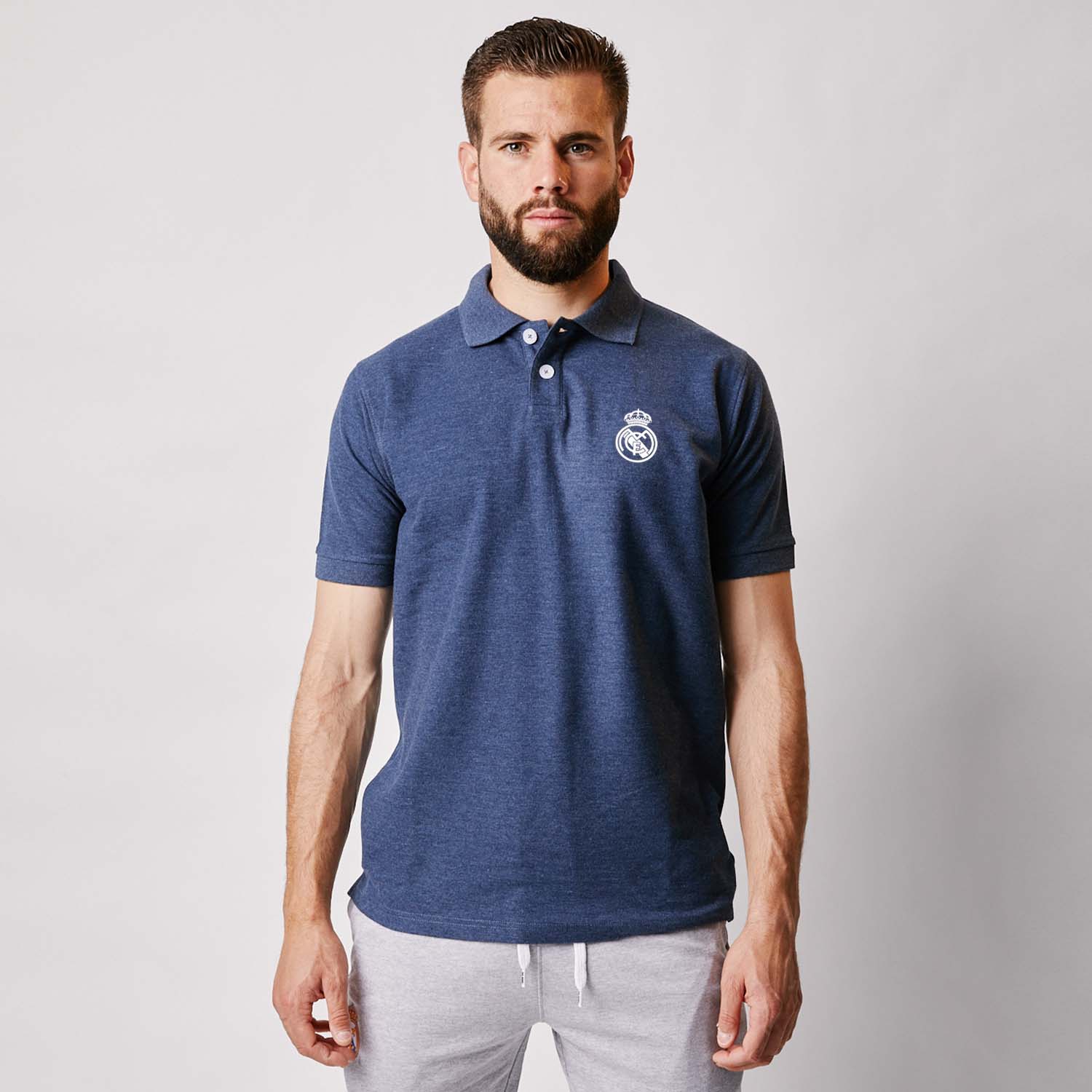 Mens Essentials Monocolor Crest Polo Blue Blend - Image 4