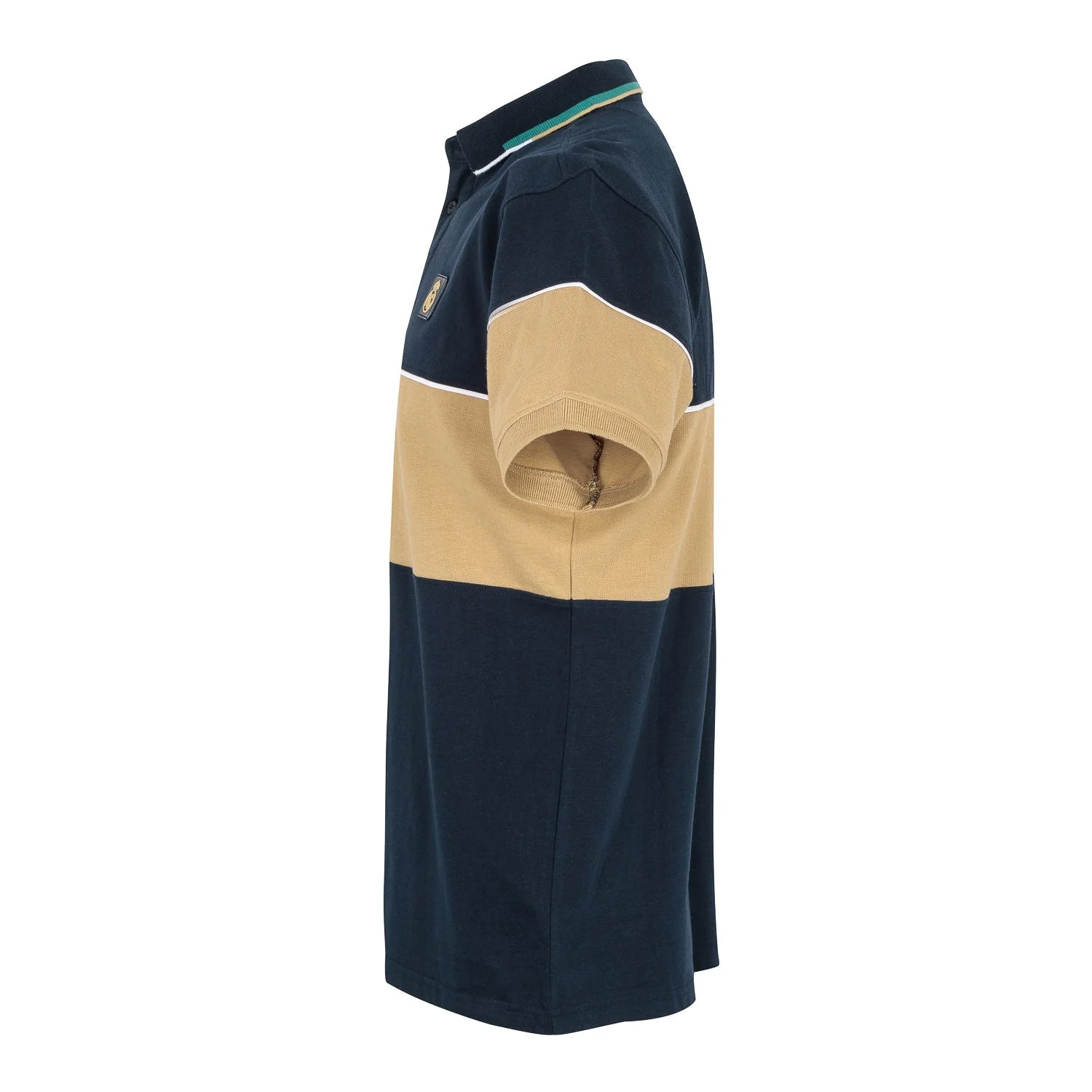 Mens Block Polo Navy/Sand - Image 2