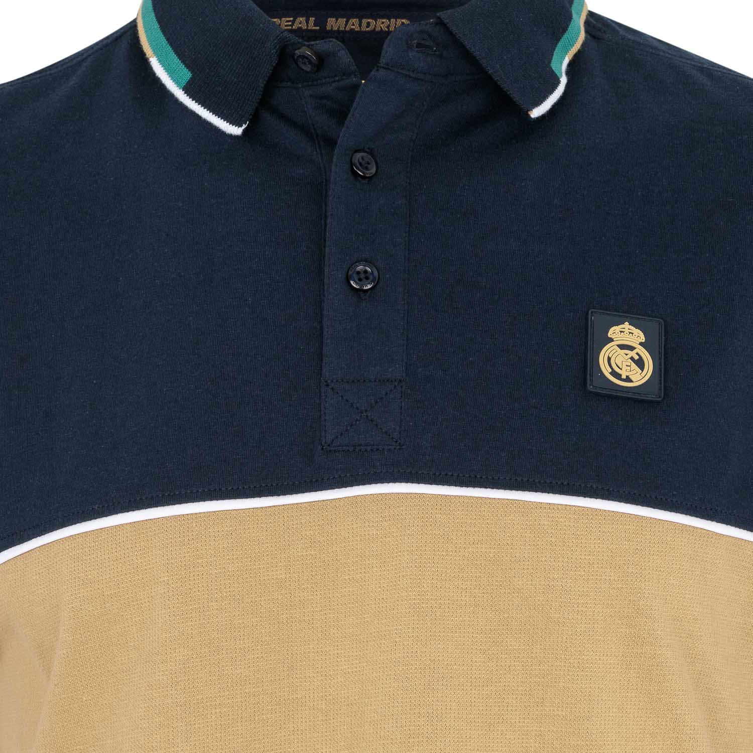 Mens Block Polo Navy/Sand - Image 3