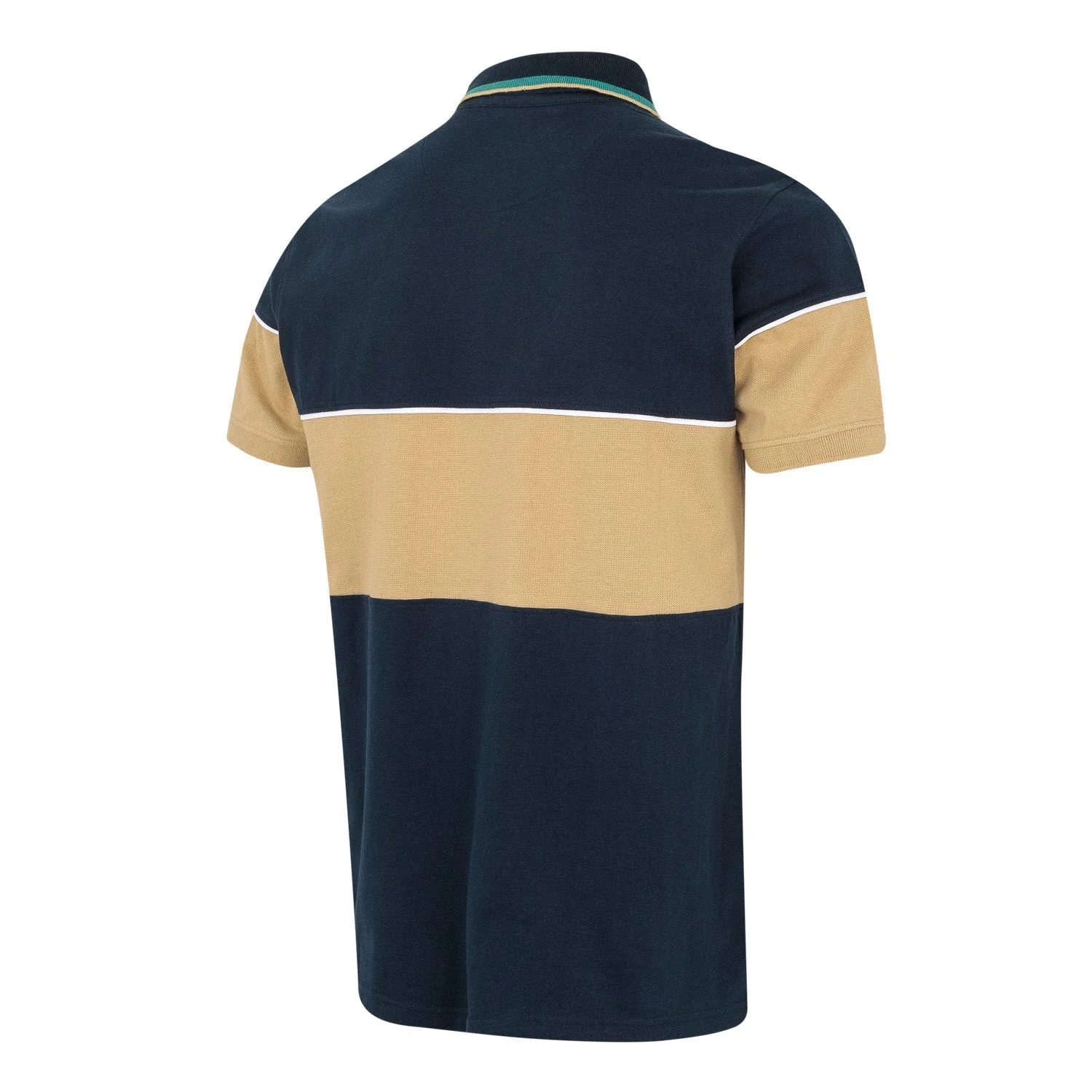Mens Block Polo Navy/Sand - Image 4