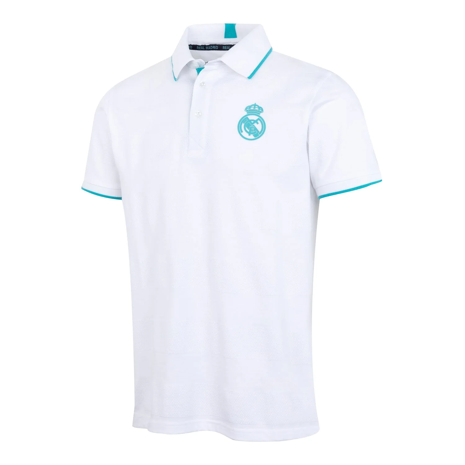 Madrid Sky Mens Textured Stripe Polo White - Image 5
