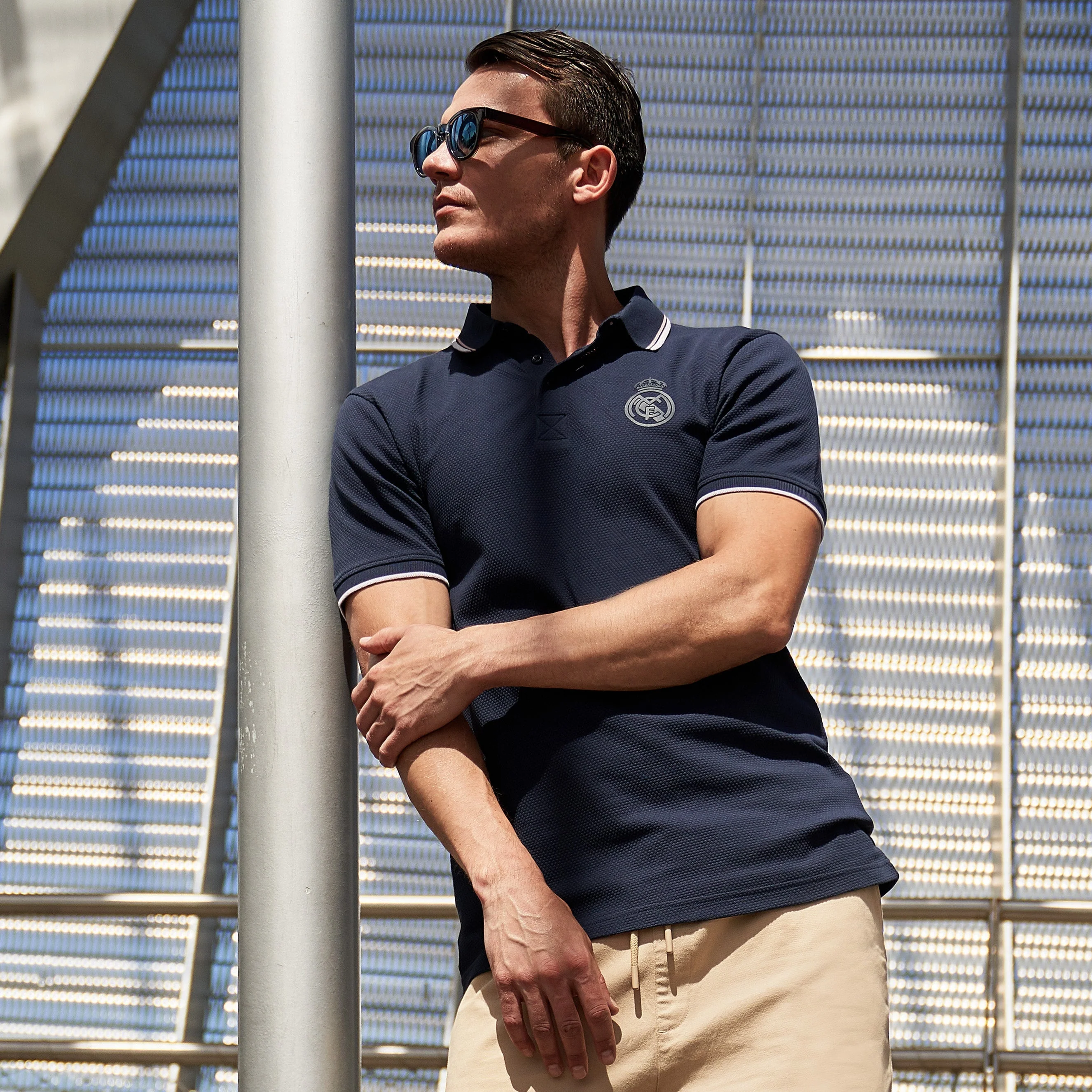 Sakura Mens Jacquard Polo Navy - Image 5