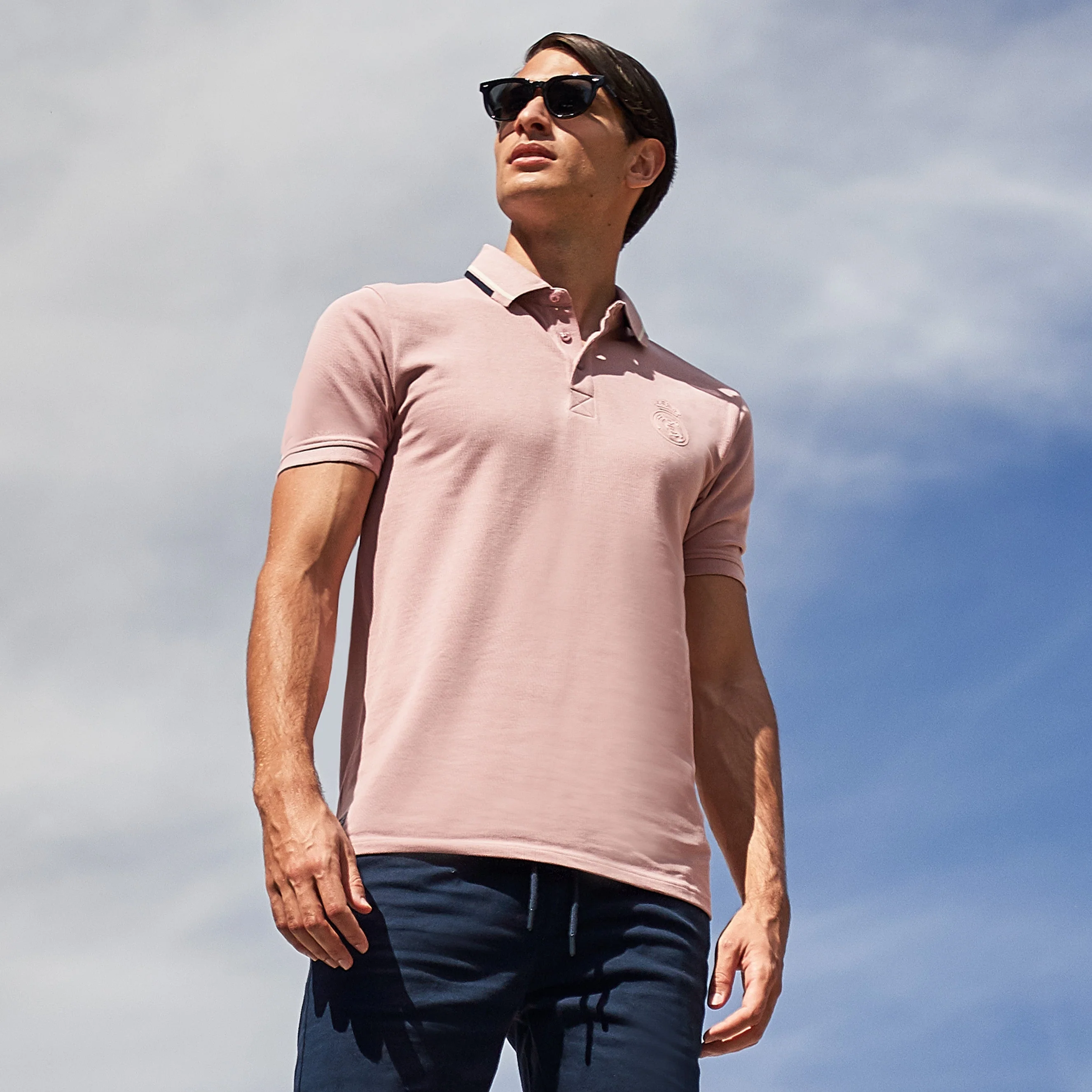 Sakura Mens Block Tipped Collar Polo Pink - Image 2