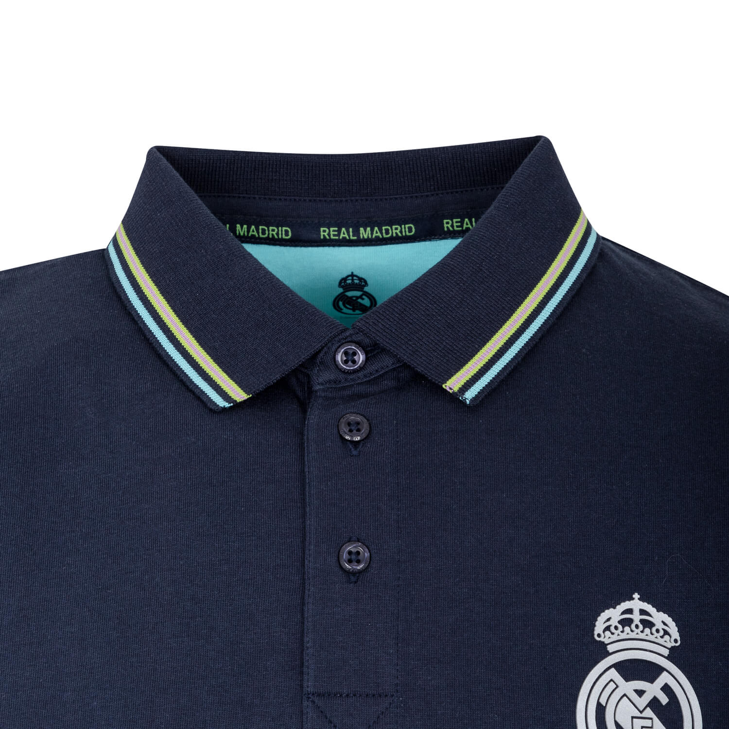 Bernabéu Neon Lights Mens Tipped Polo Shirt Navy - Image 4