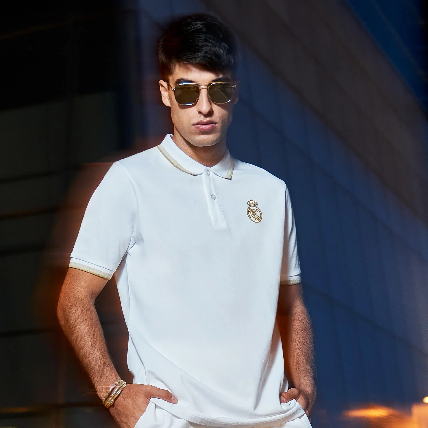 Mens White & Gold Polo - Image 5