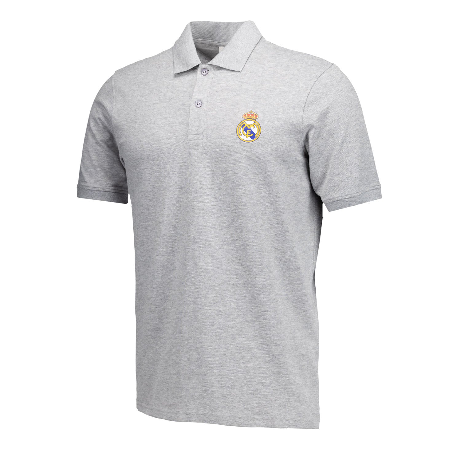 Mens ECO Essentials Real Madrid Color Crest Polo Light Grey - Image 4