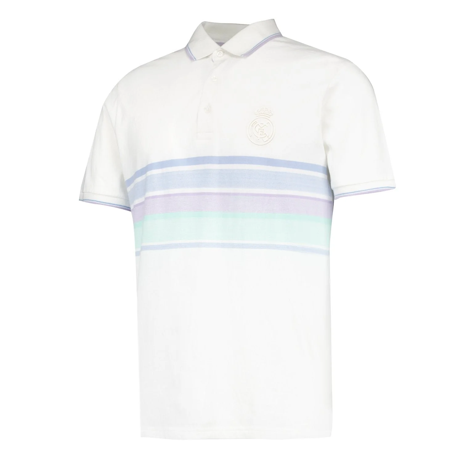 Mens Pastel Stripe Polo Shirt White Real Madrid - Image 2