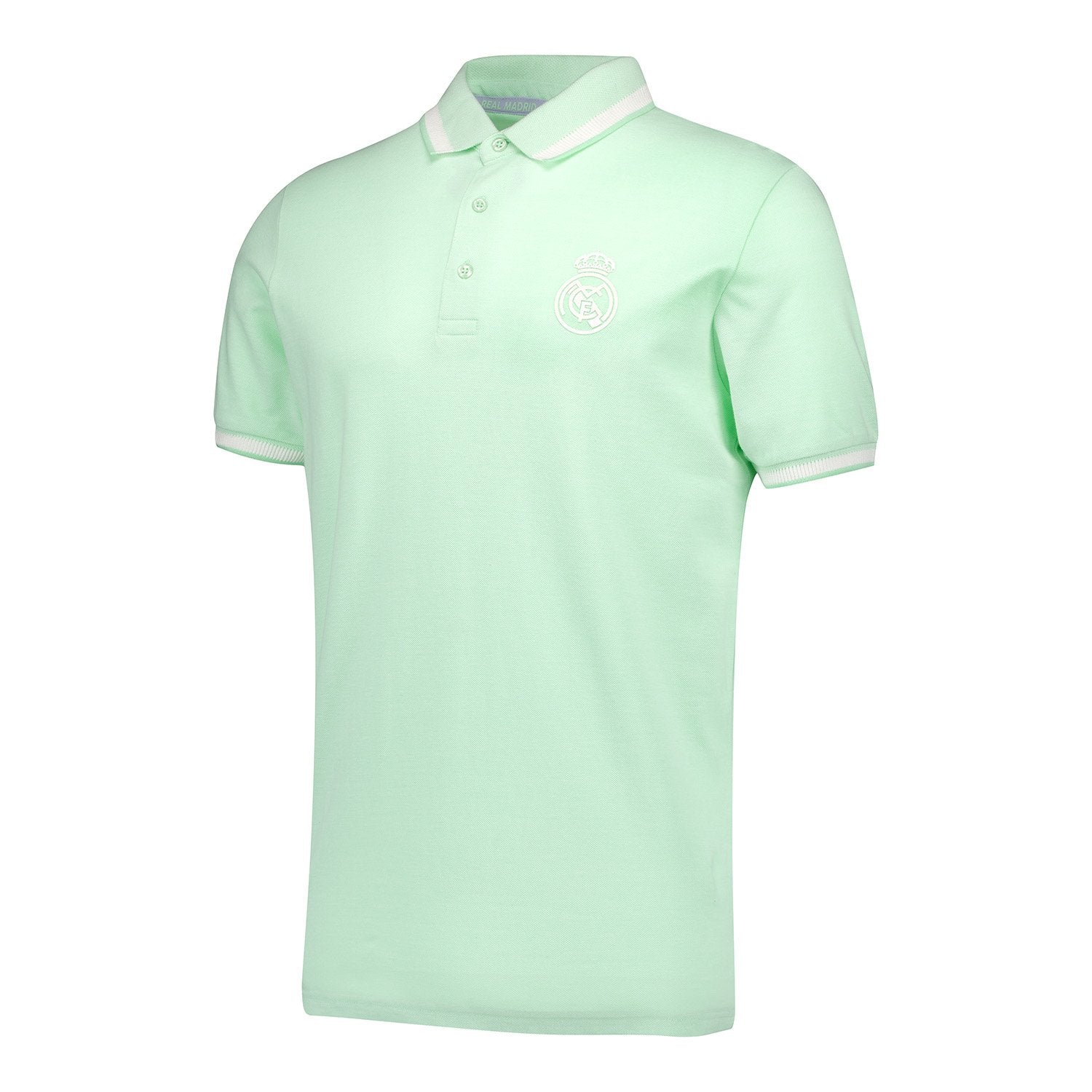 Mens Pastel Two Tone Pique Polo Shirt Green Real Madrid - Image 2