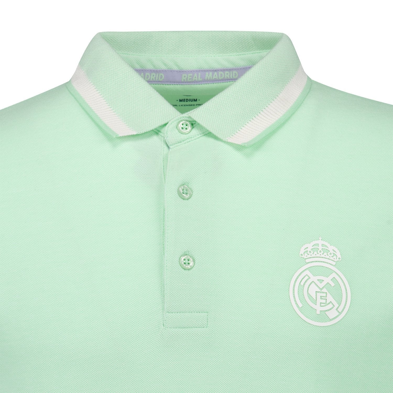 Mens Pastel Two Tone Pique Polo Shirt Green Real Madrid - Image 5