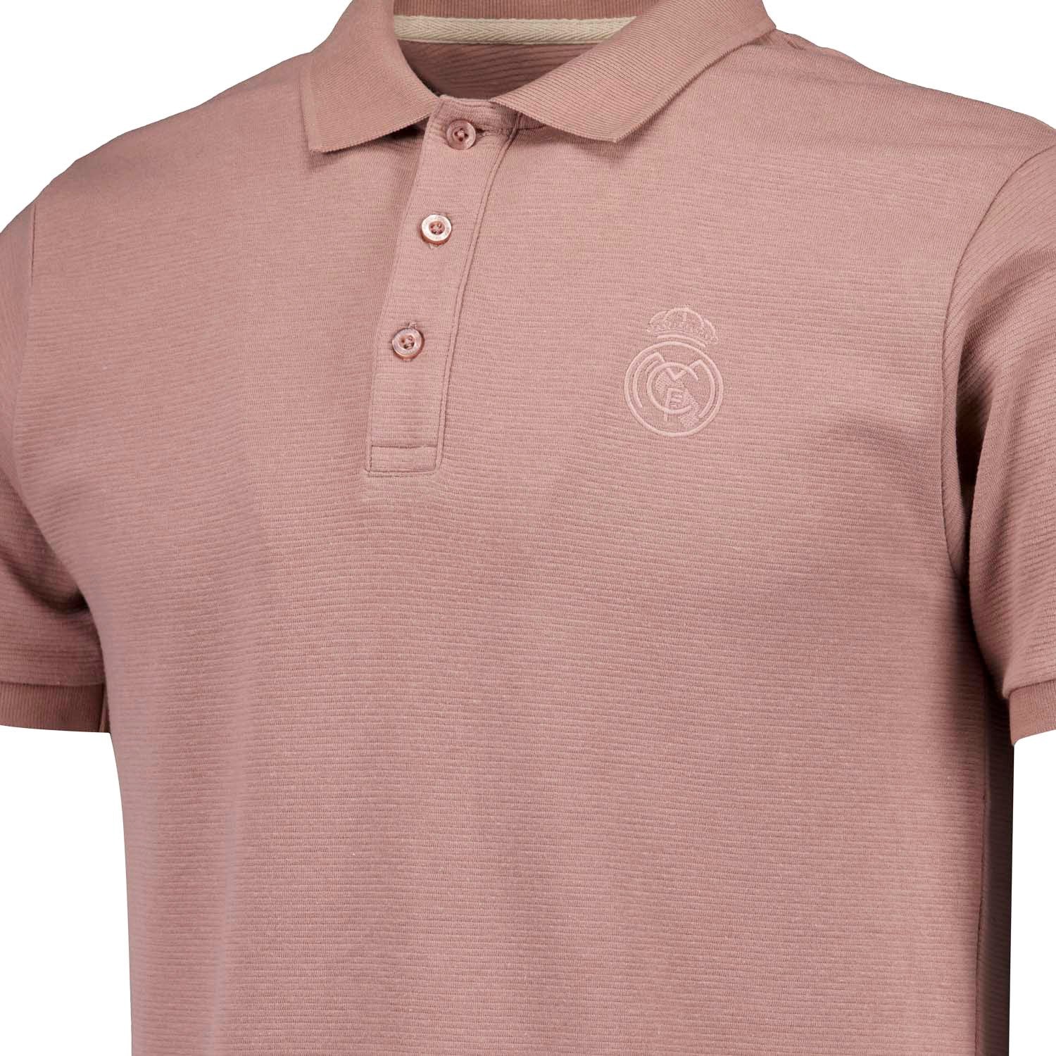 Mens Plum Noir Rib Polo Shirt Dusky Pink - Image 5