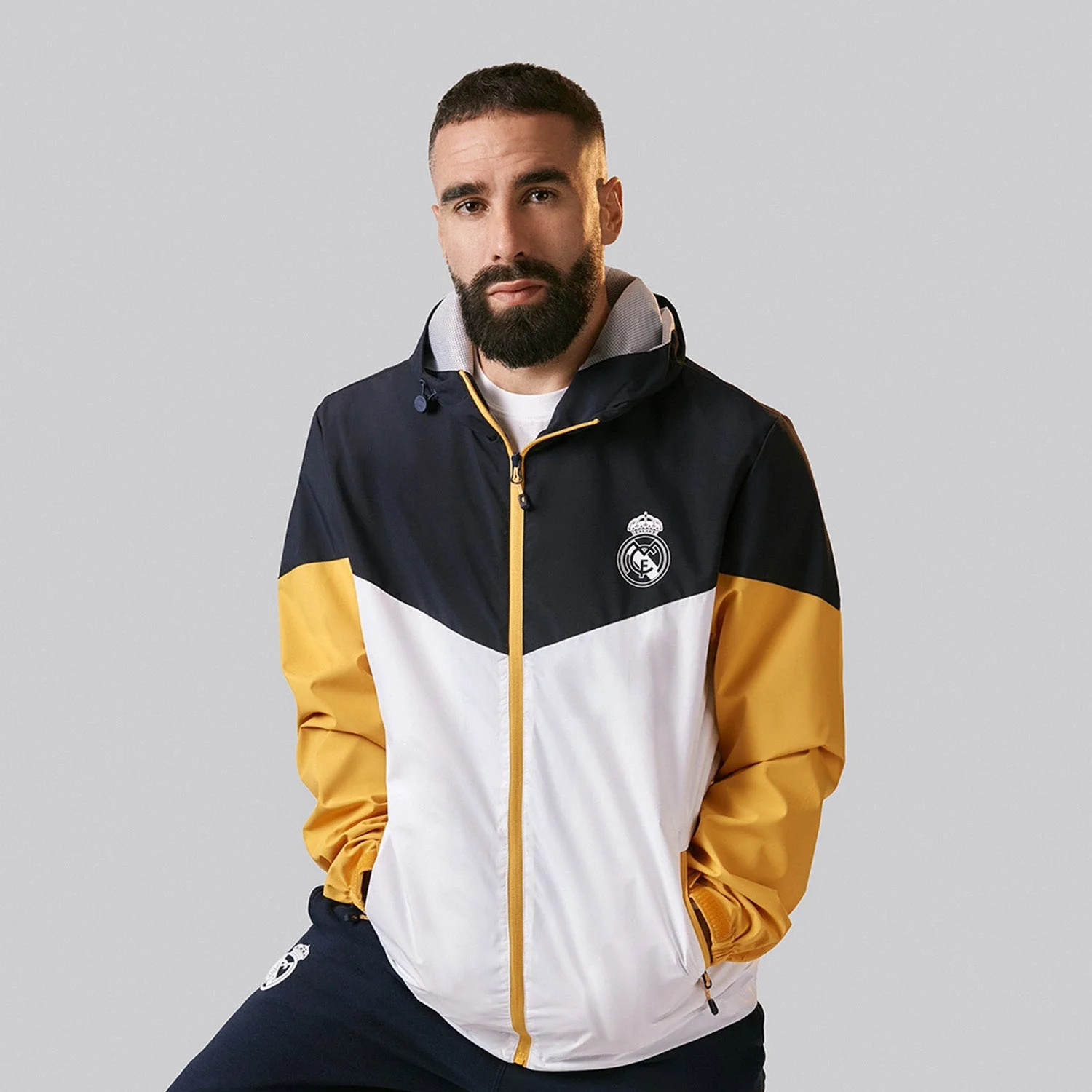 Mens Outerwear Color Block Windbreaker White - Image 2