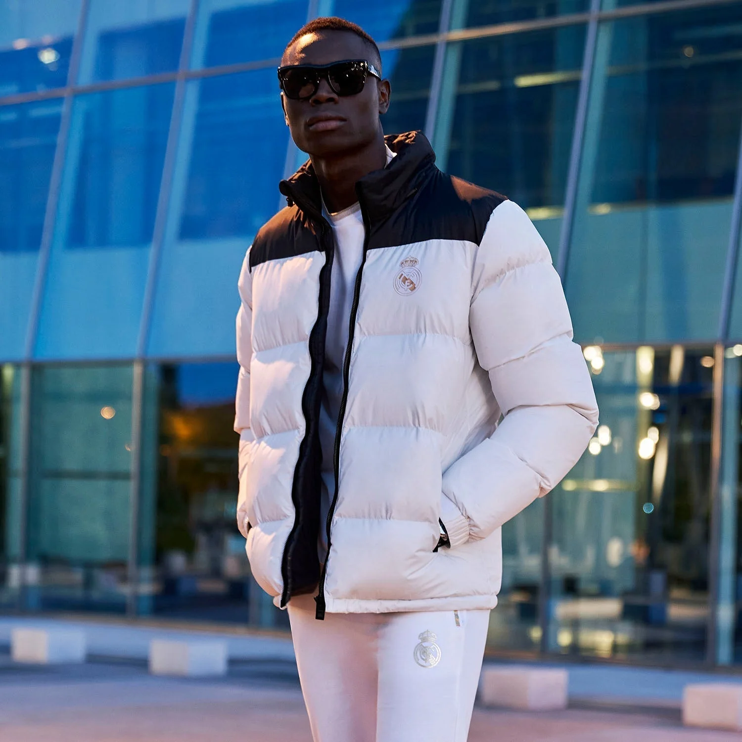 Mens Outerwear Color Block Puffer Jacket Anorak White - Image 3
