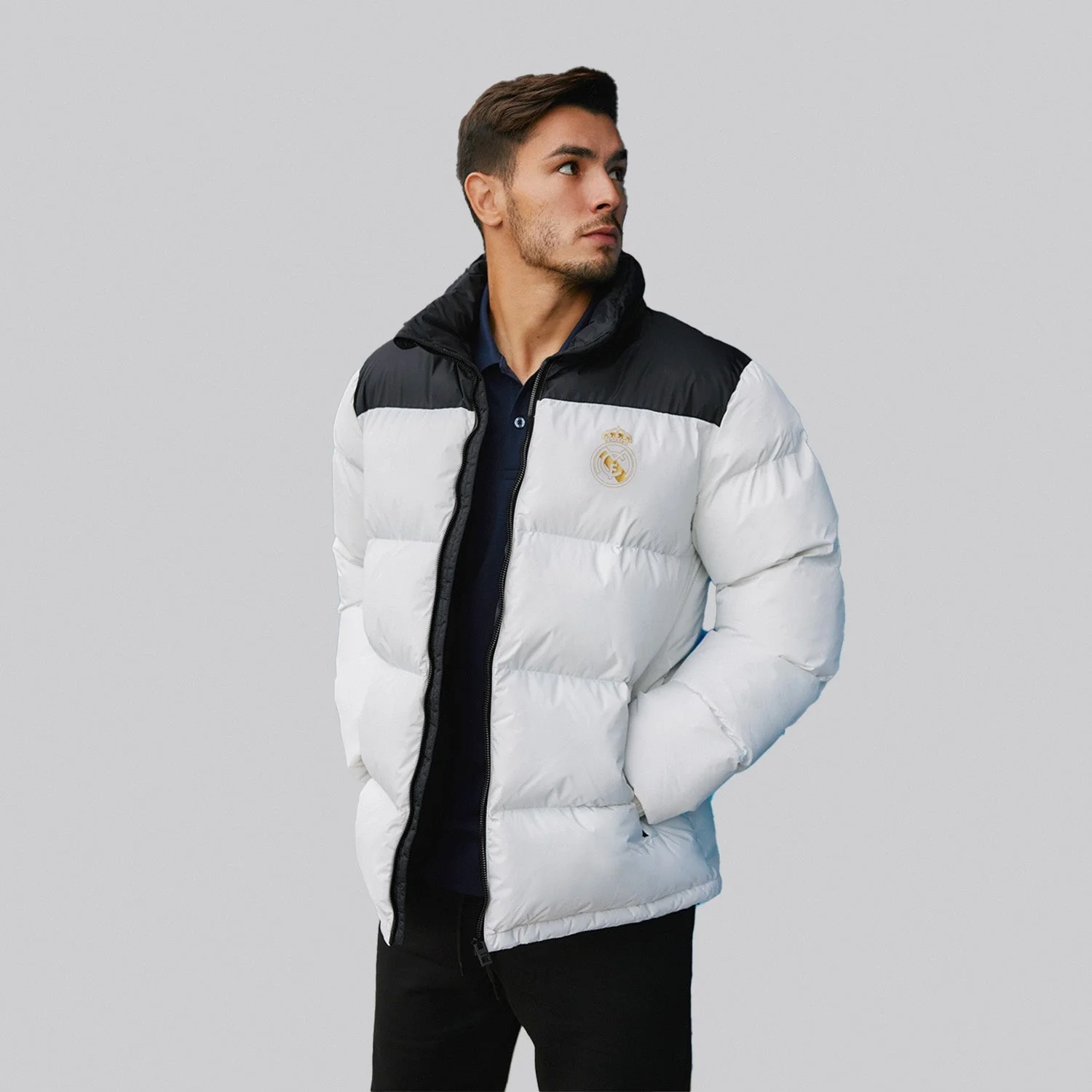 Mens Outerwear Color Block Puffer Jacket Anorak White - Image 6