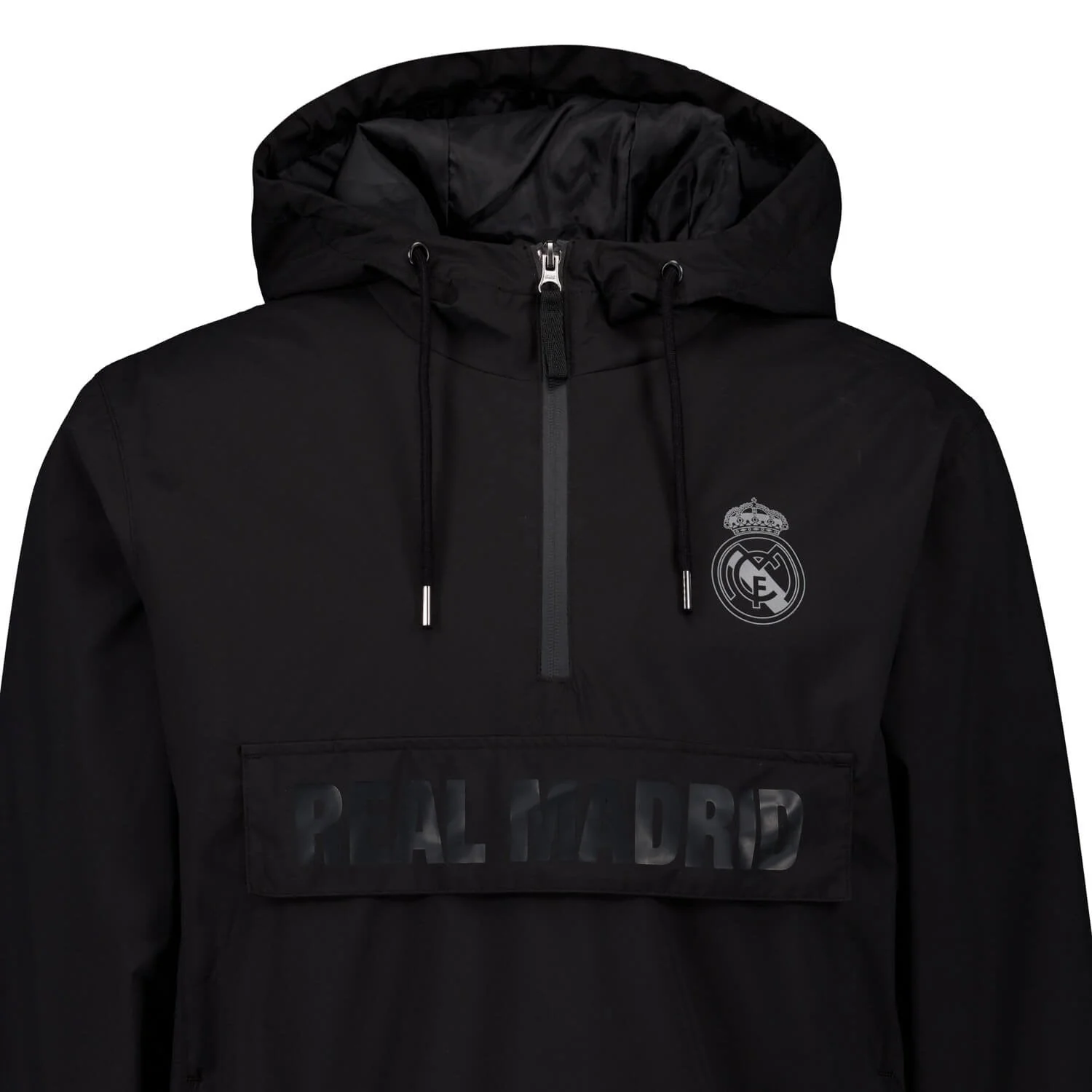 Mens Outerwear Hooded Windbreaker Black Real Madrid - Image 3