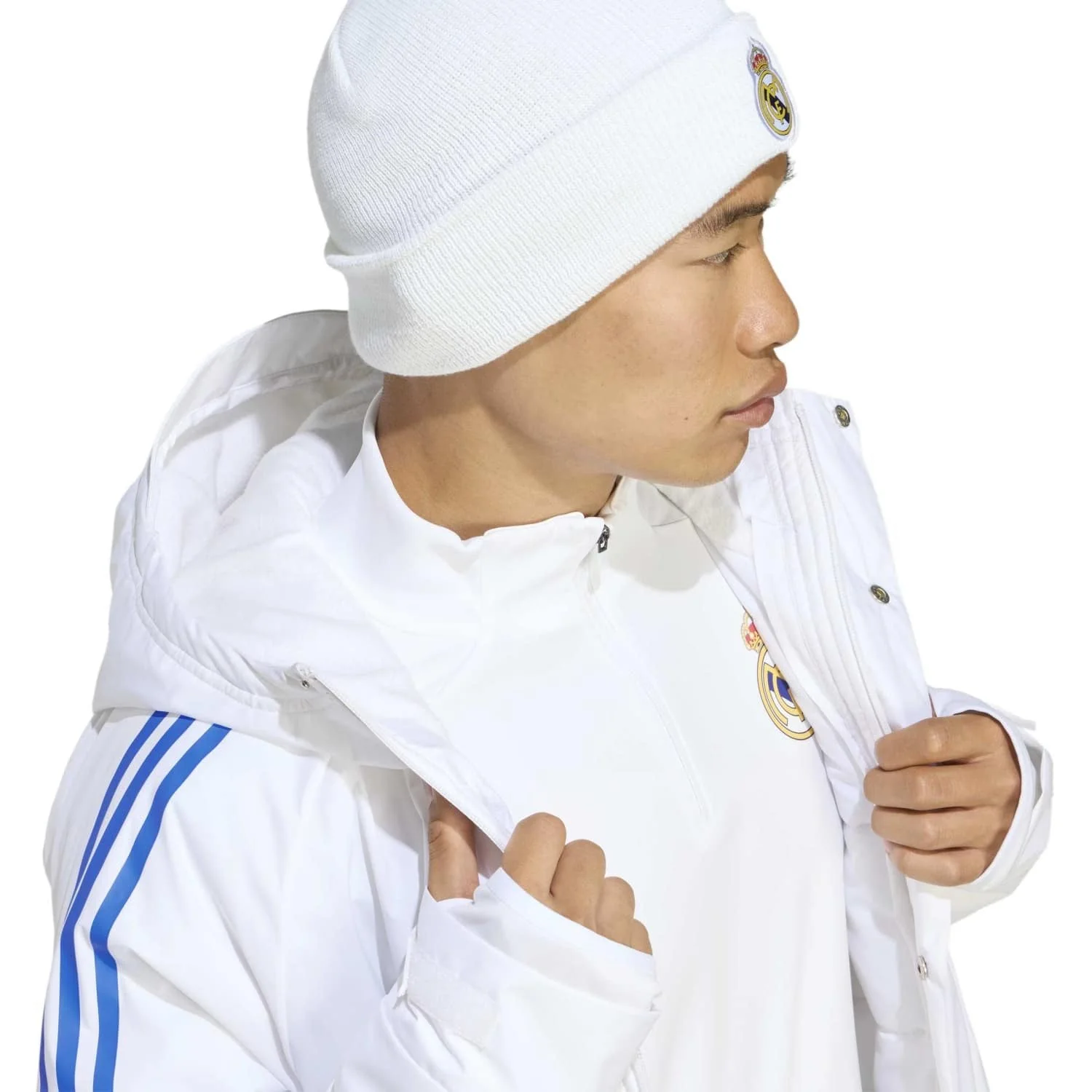 Mens adidas UCL Training Parka 25/26 White - Image 6