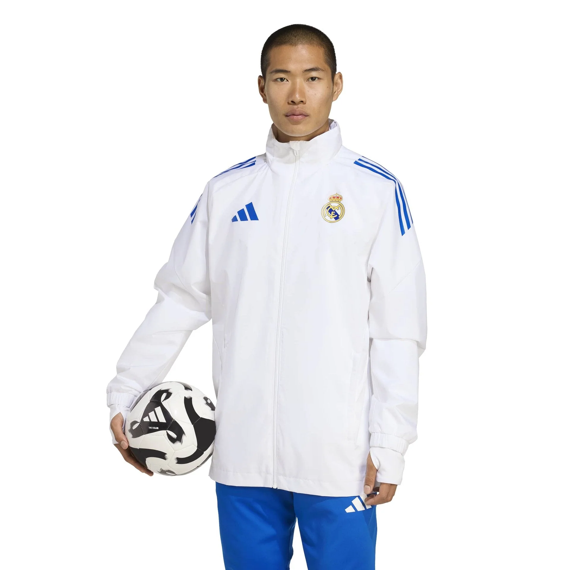 Mens adidas UCL Training All Weather Jacket 25/26 White - Image 4