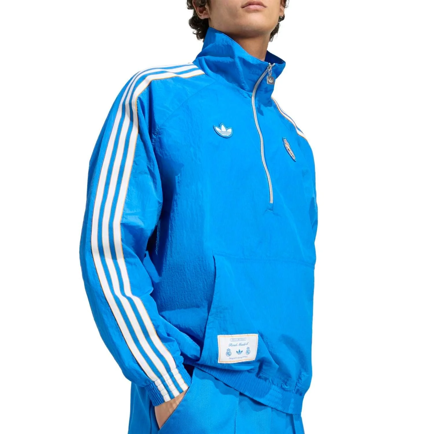 Mens adidas Originals Terrace Icons Half Zip Jacket 25/26 Blue - Image 5