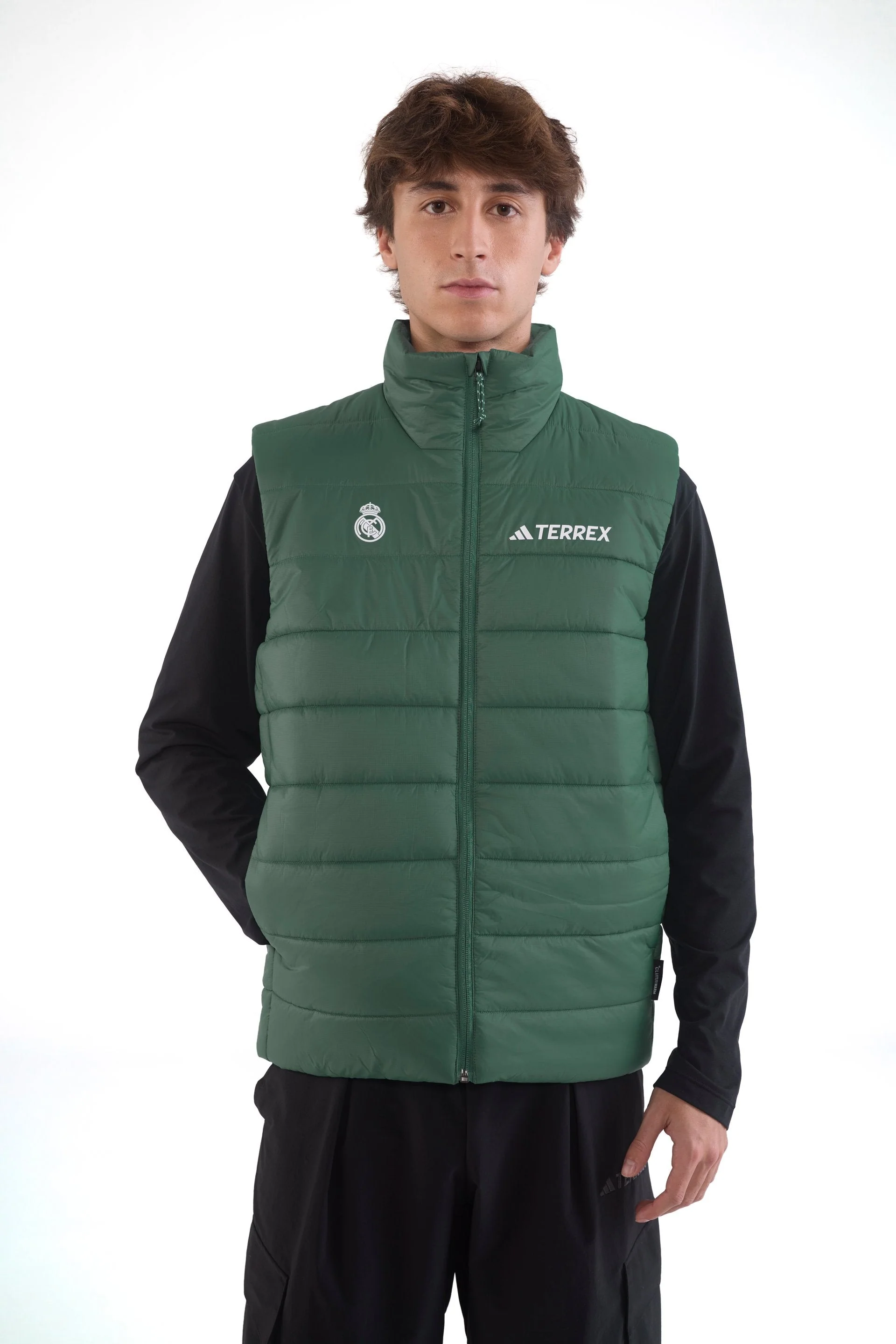 Mens adidas Terrex CLIMAWARM Rain Padded Vest Green - Image 3