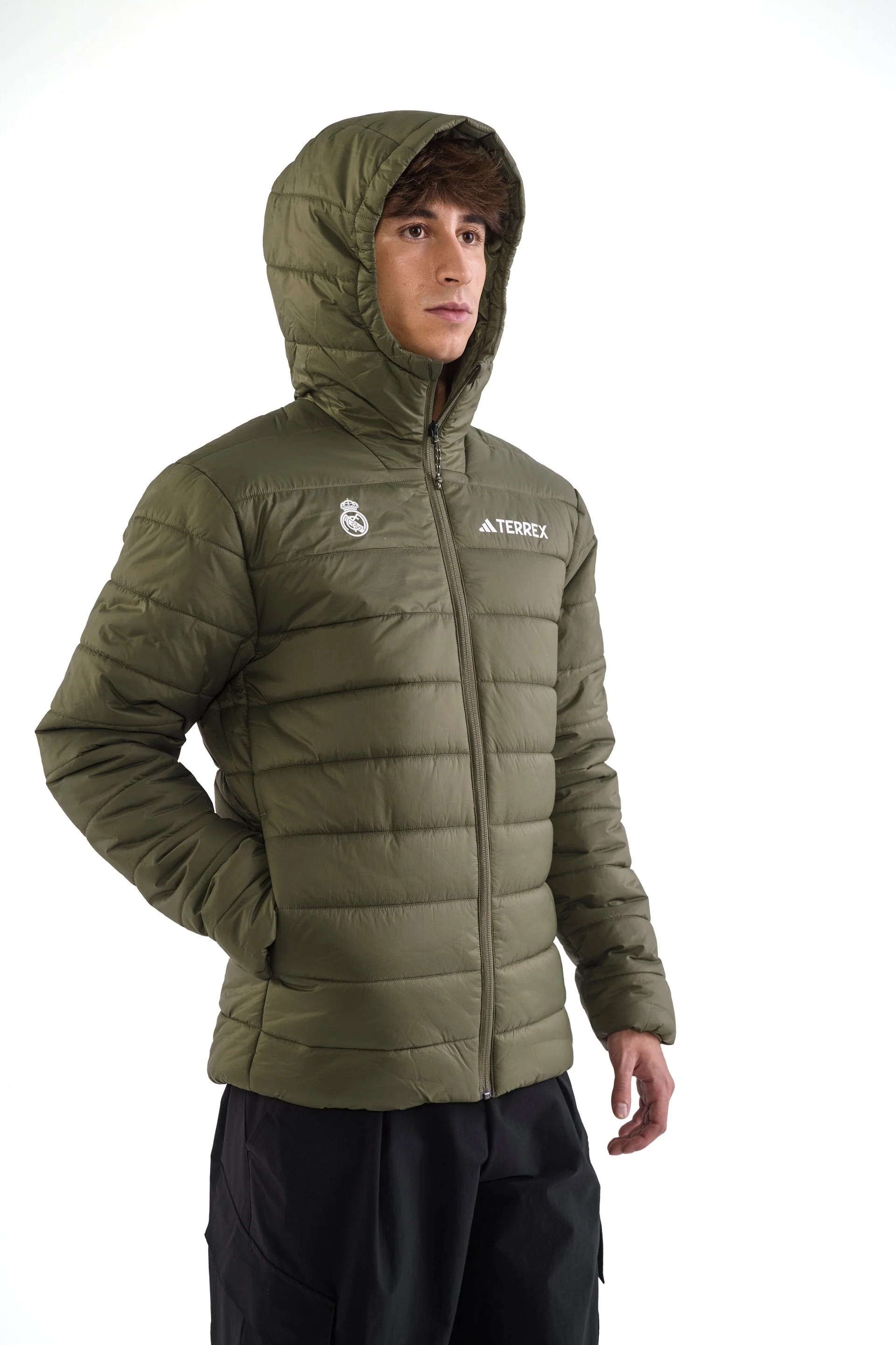 Mens adidas Terrex CLIMAWARM Insulated Rain Jacket Green - Image 2
