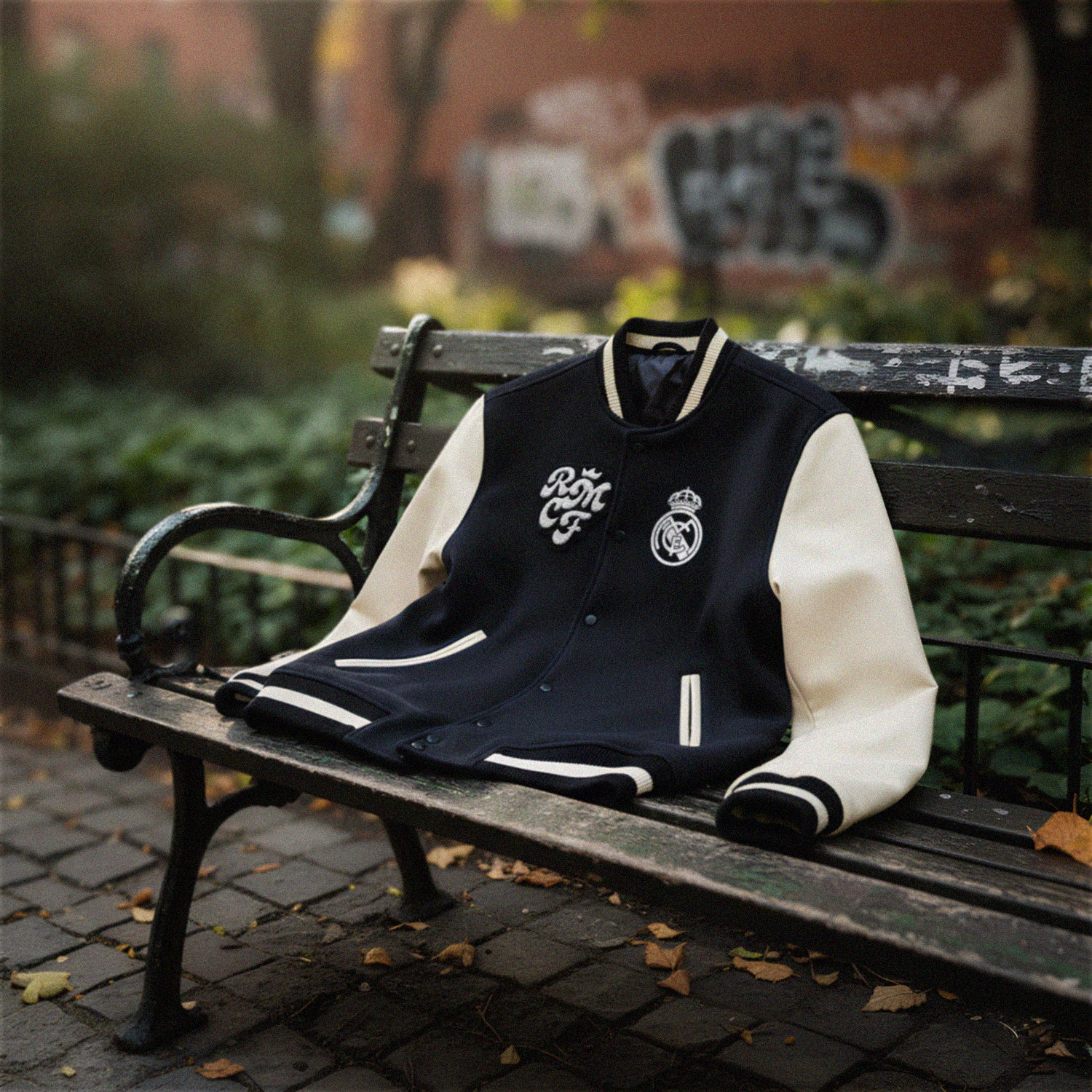 Mens Collegiate Jacket Grey/White - Image 6